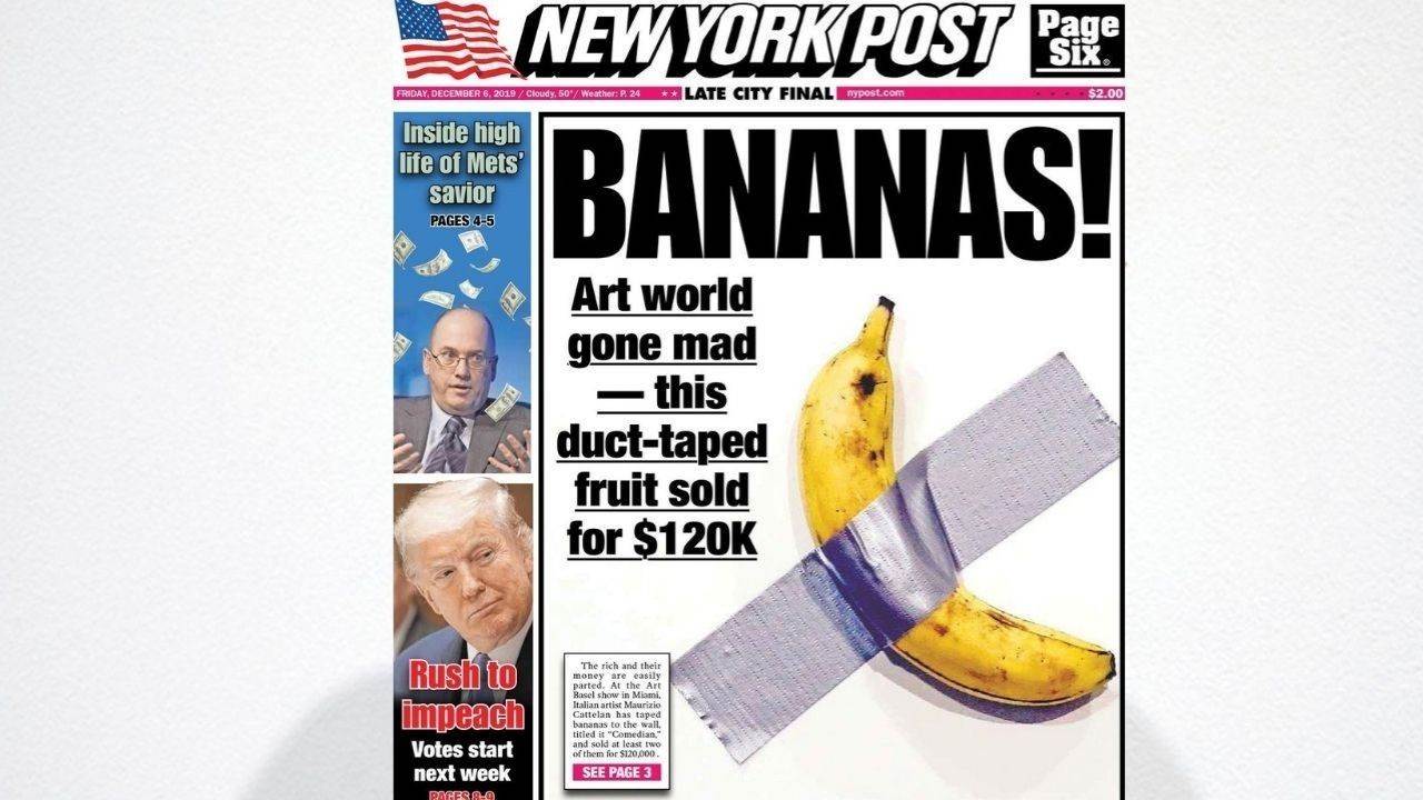 Maurizio Cattelan’ın, duvara bantlanmış muz eseri satışa sunulacak. 2019’da hızla