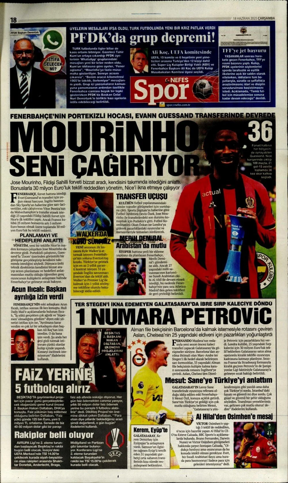 18 Haziran 2025 spor gündemi 1 dakikada öne çıkanlar: Osimhen imzayı atıyor mu?