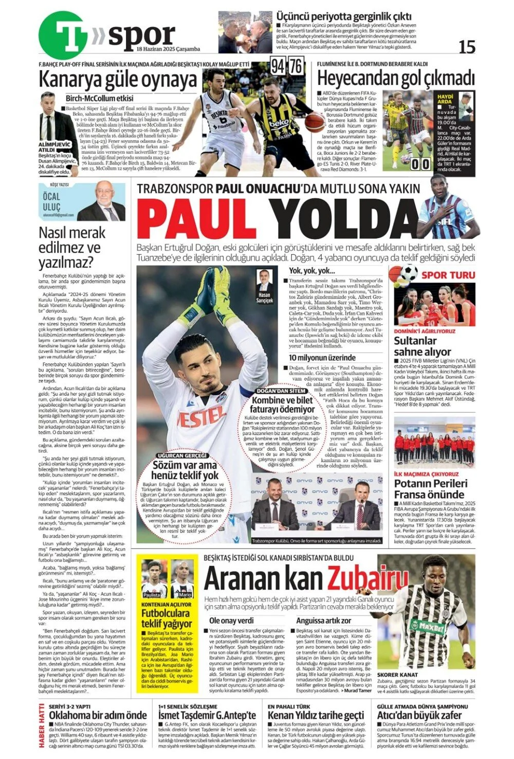 18 Haziran 2025 spor gündemi 1 dakikada öne çıkanlar: Osimhen imzayı atıyor mu?