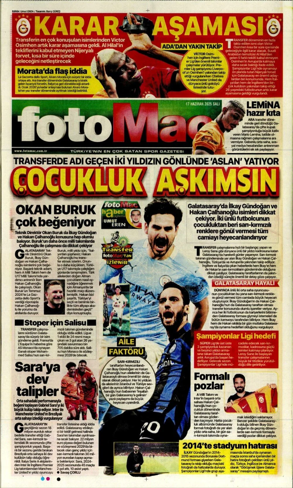 17 Haziran 2025 spor gündemi: 1 dakikada öne çıkanlar