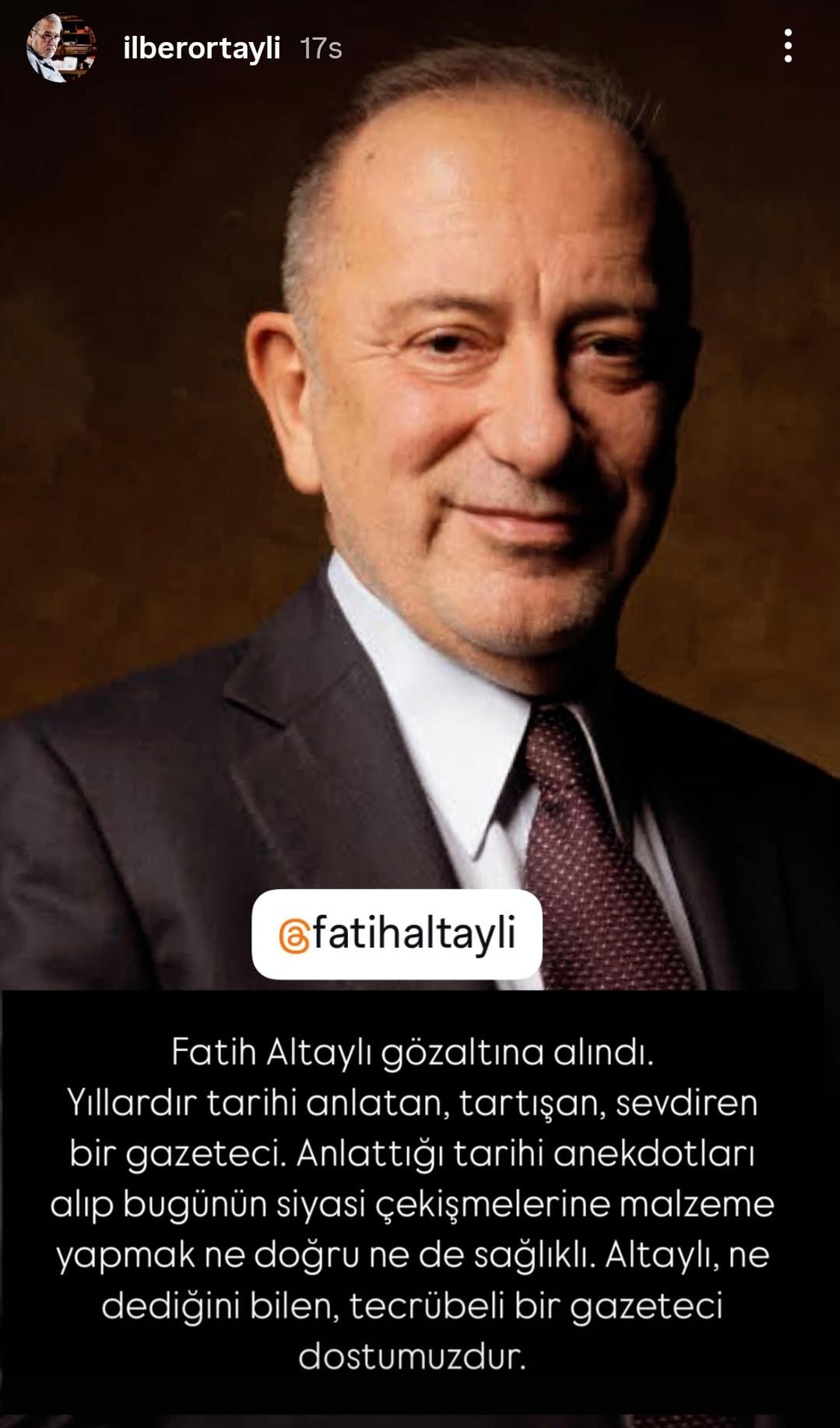 İlber Ortaylı'dan Fatih Altaylı için destek mesajı geldi