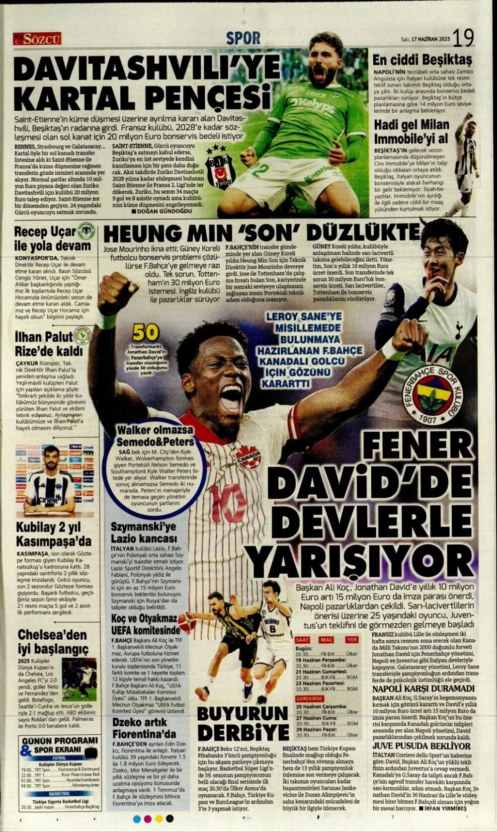 17 Haziran 2025 spor gündemi: 1 dakikada öne çıkanlar