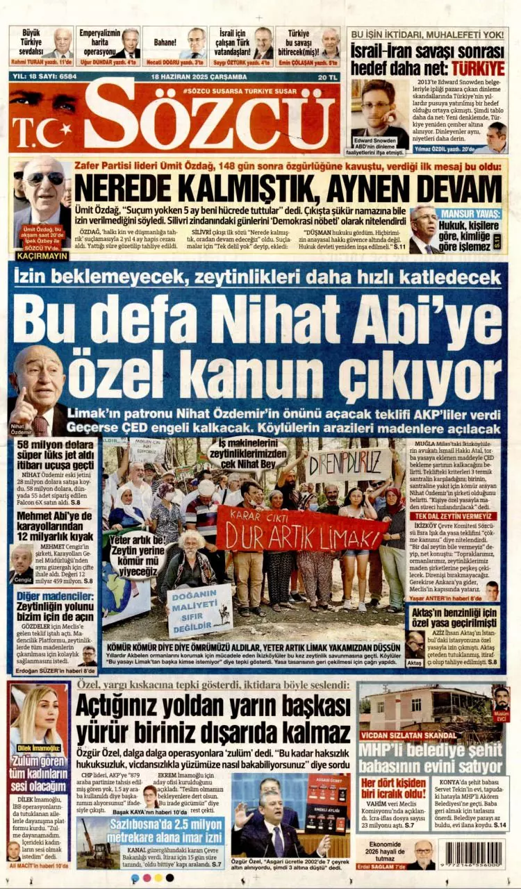 Gazeteler manşetine hangi haberleri taşıdı? İşte 18 Haziran 2025’in gazete manşetleri
