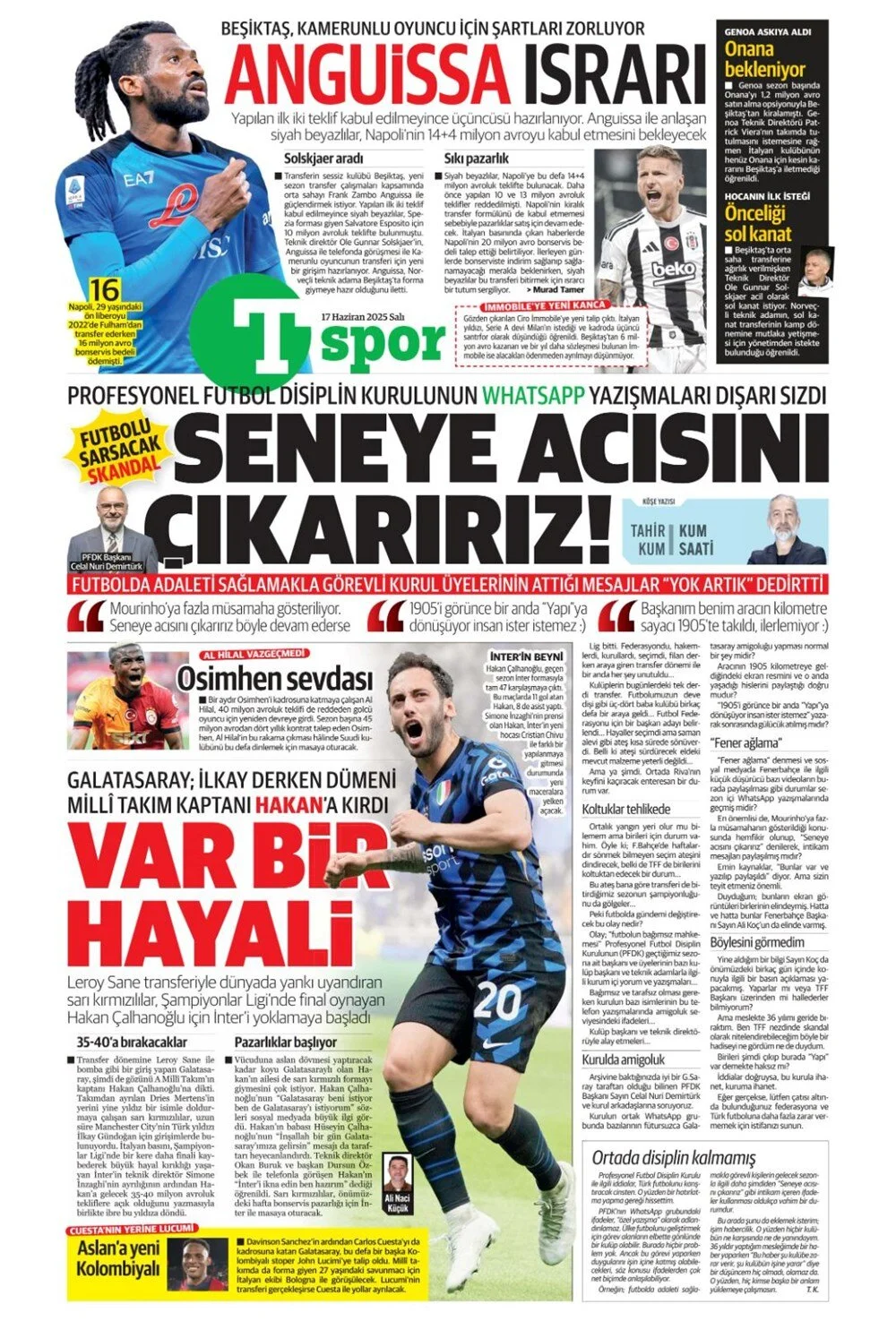 17 Haziran 2025 spor gündemi: 1 dakikada öne çıkanlar