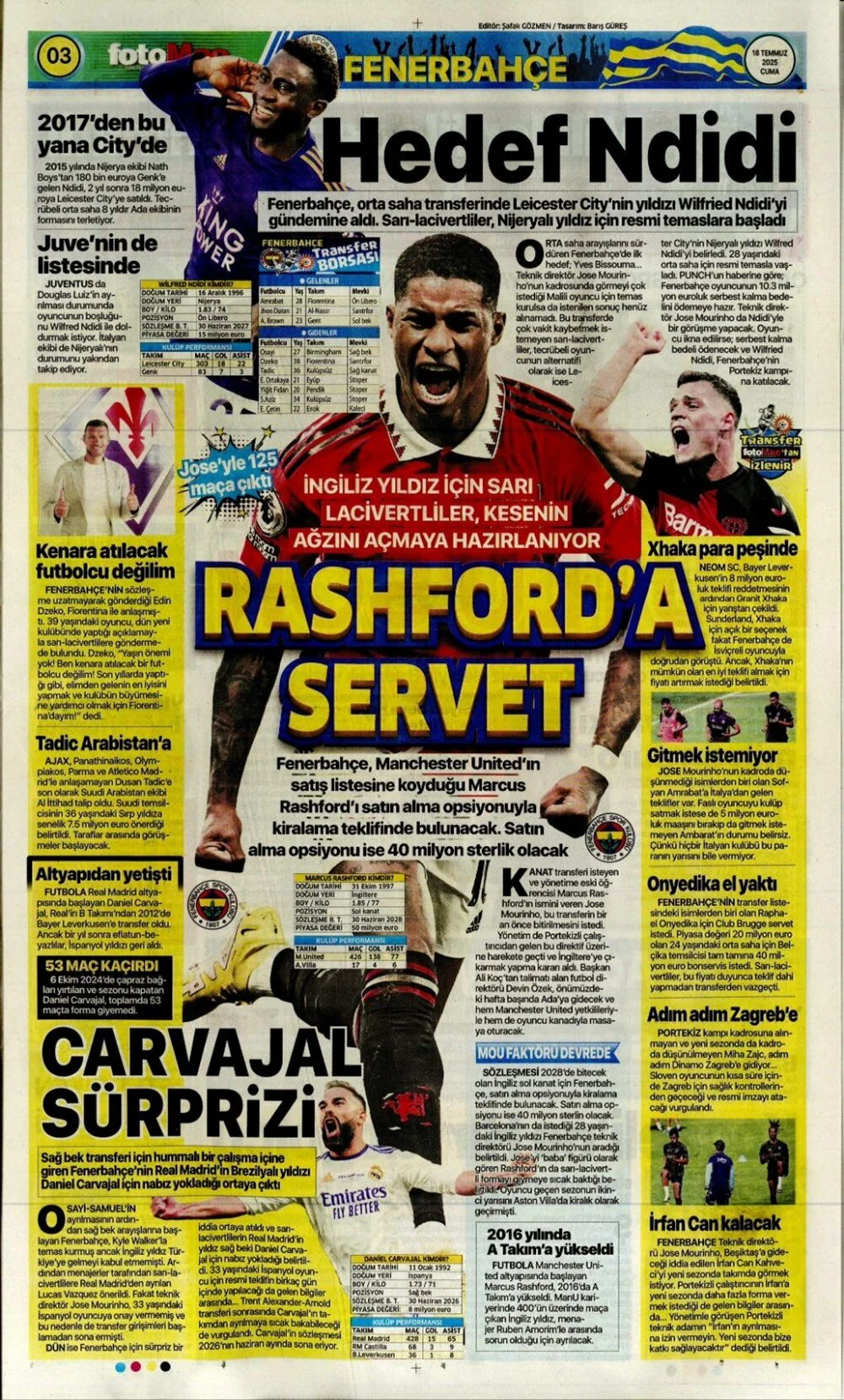 4 büyükte transfer rüzgarı: İşte 18 Temmuz Cuma günün spor manşetleri