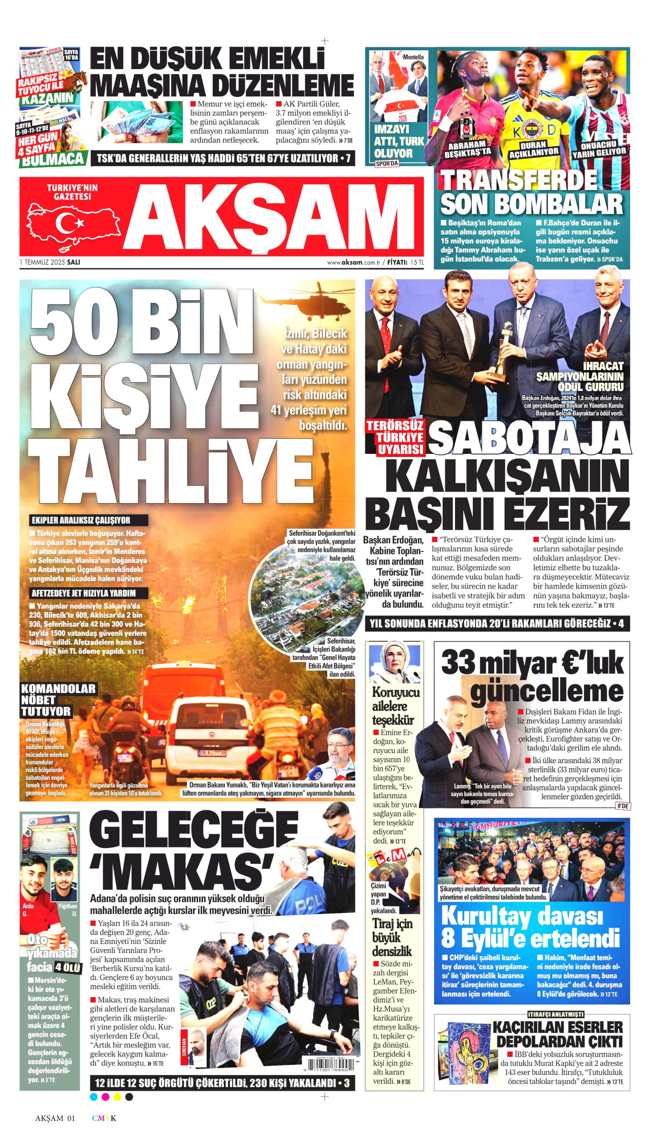 Gazeteler manşetine hangi haberleri taşıdı? İşte 1 Temmuz Salı gazete manşetleri