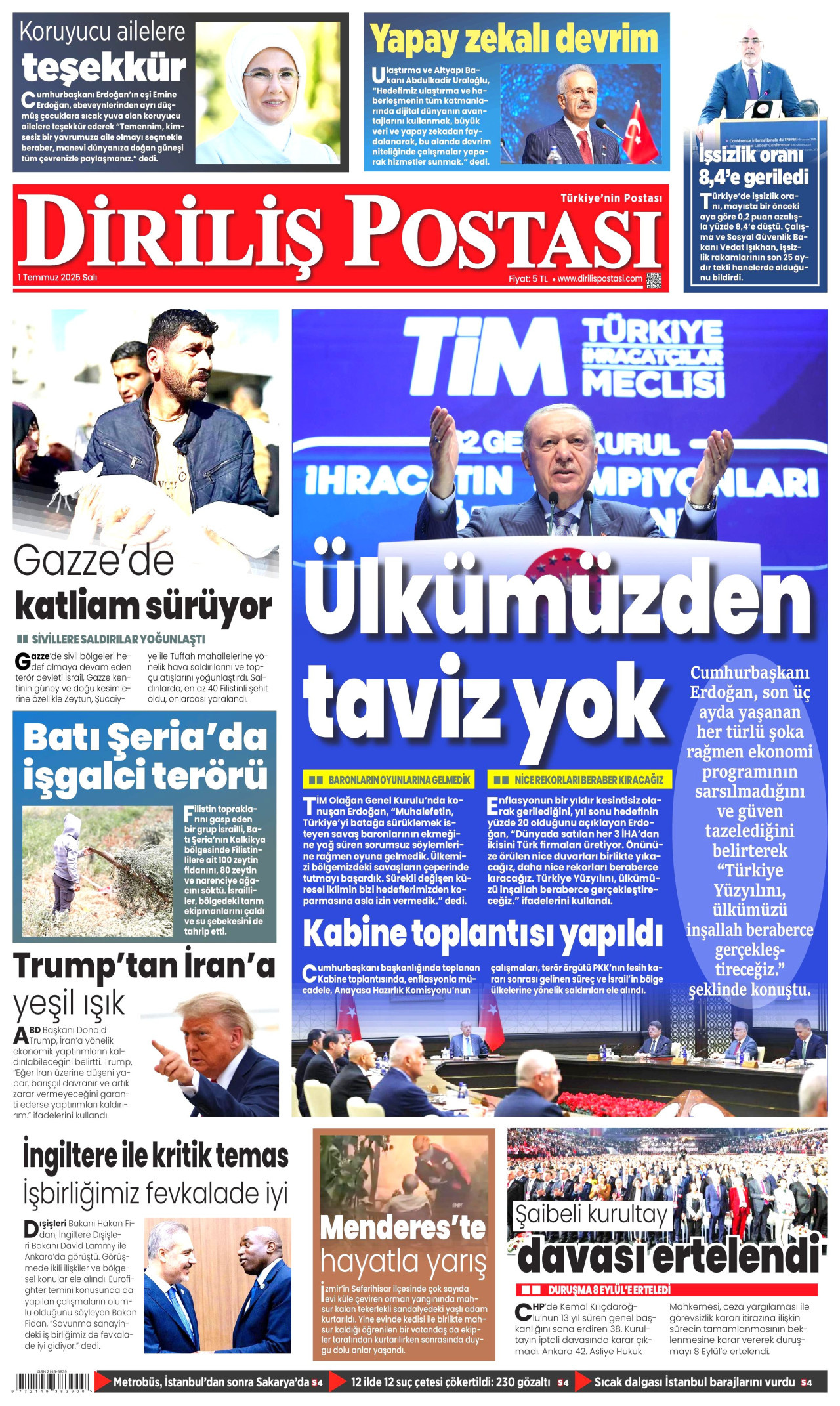 Gazeteler manşetine hangi haberleri taşıdı? İşte 1 Temmuz Salı gazete manşetleri