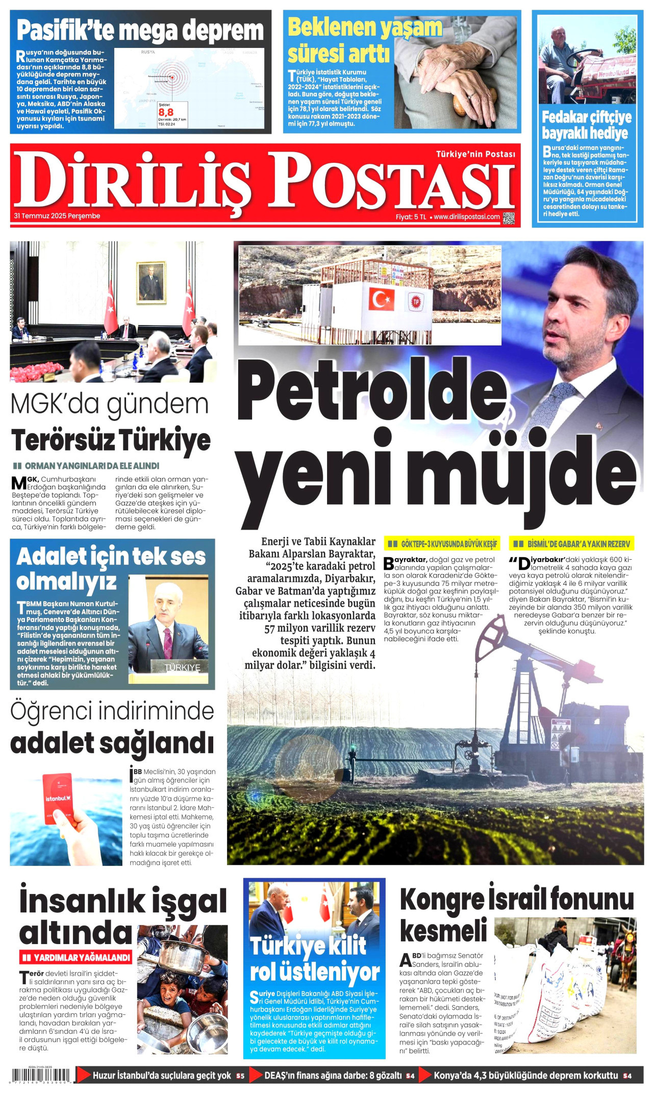 Gazeteler manşetine hangi haberleri taşıdı? İşte 31 Temmuz Perşembe gazete manşetleri