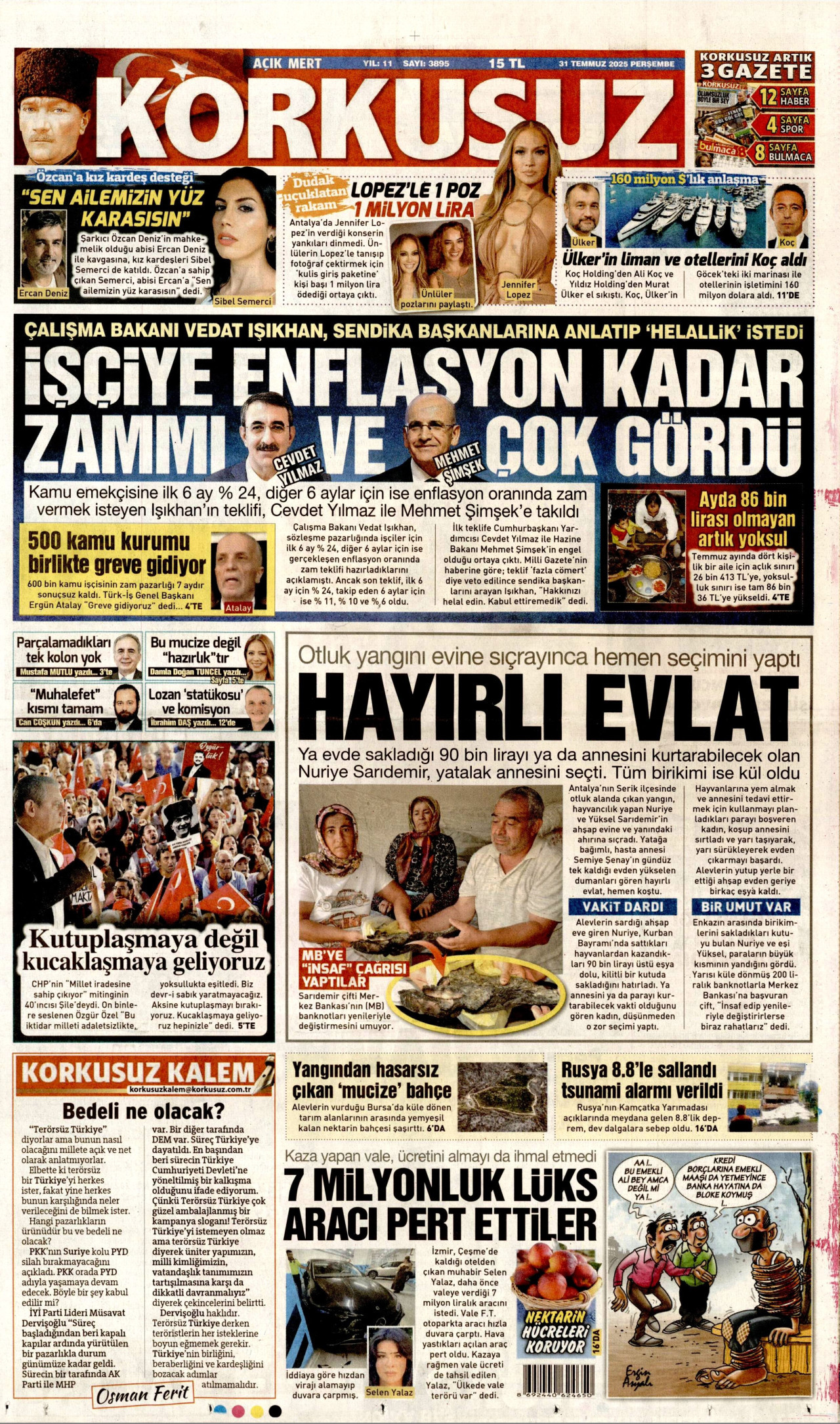 Gazeteler manşetine hangi haberleri taşıdı? İşte 31 Temmuz Perşembe gazete manşetleri