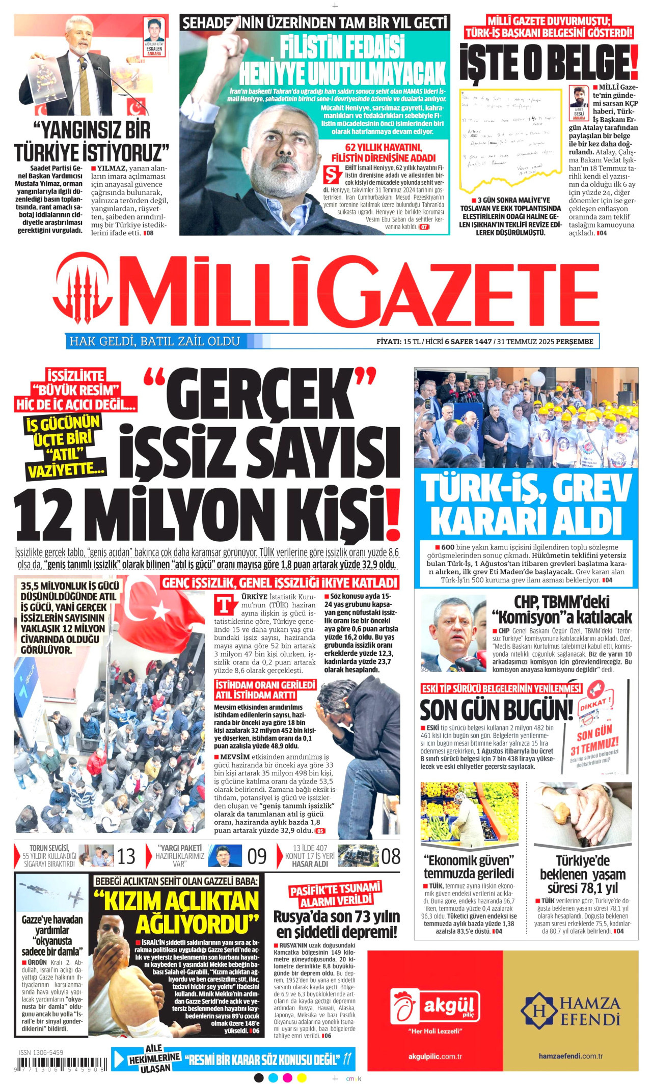 Gazeteler manşetine hangi haberleri taşıdı? İşte 31 Temmuz Perşembe gazete manşetleri