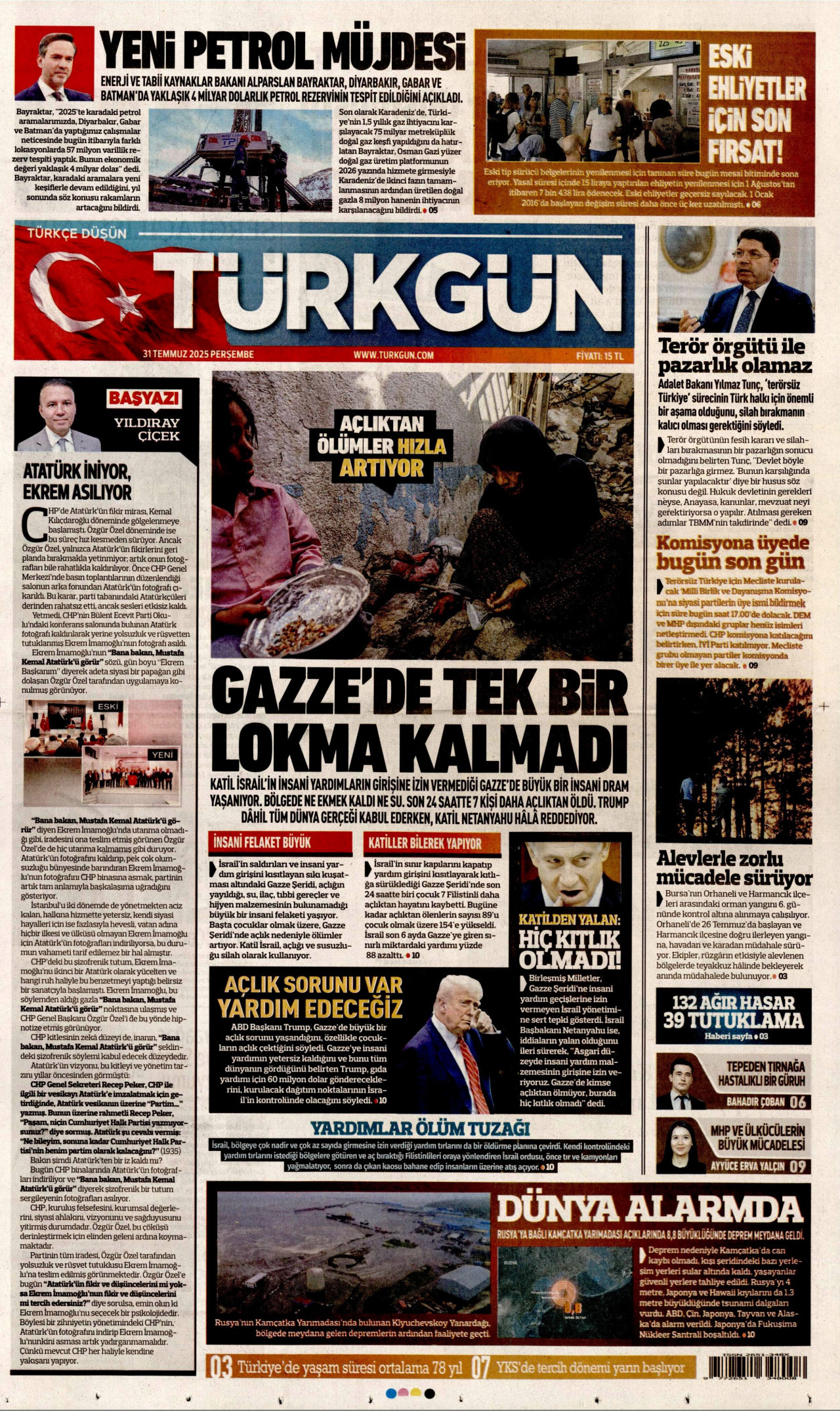 Gazeteler manşetine hangi haberleri taşıdı? İşte 31 Temmuz Perşembe gazete manşetleri