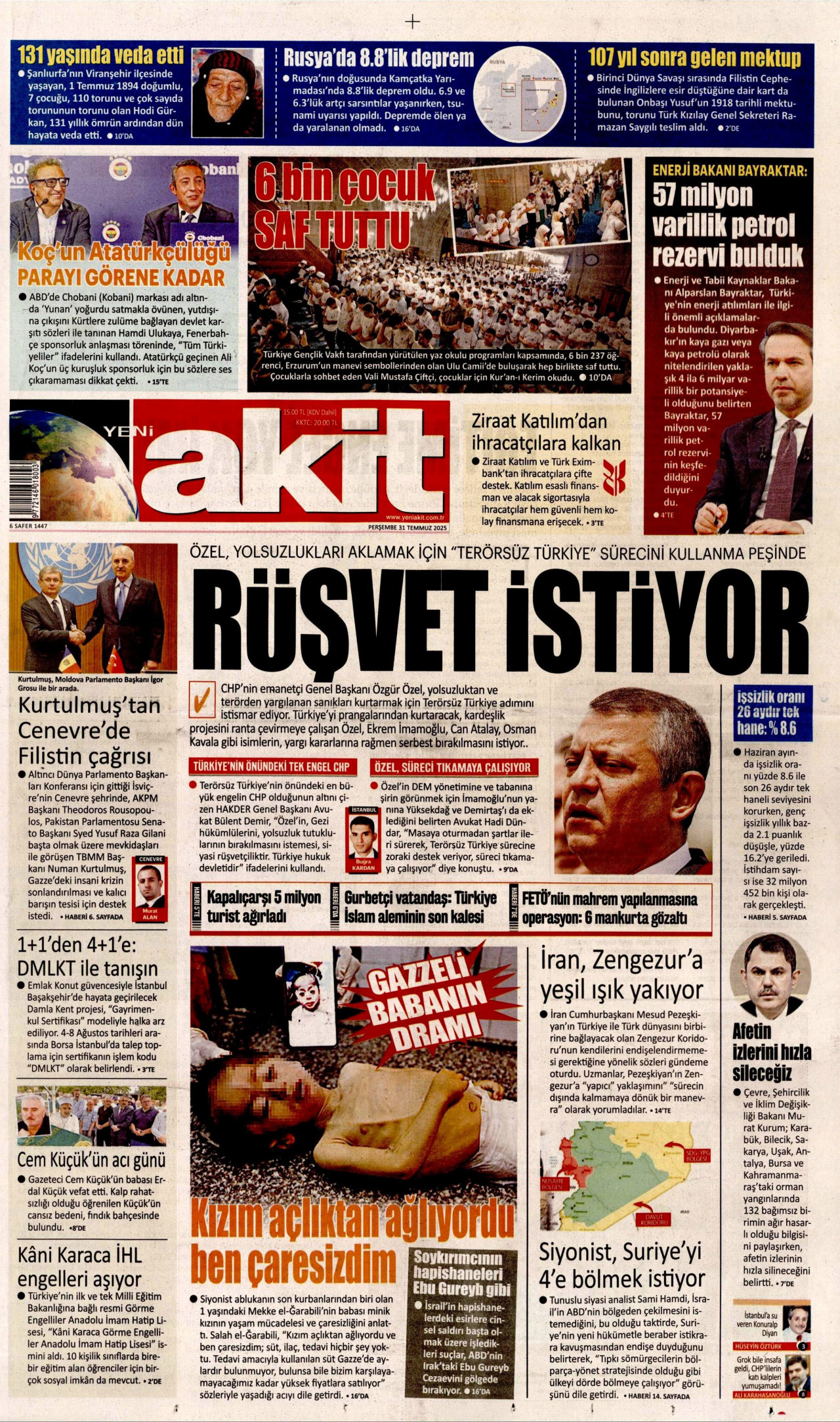 Gazeteler manşetine hangi haberleri taşıdı? İşte 31 Temmuz Perşembe gazete manşetleri