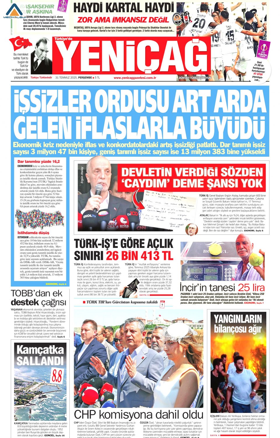 Gazeteler manşetine hangi haberleri taşıdı? İşte 31 Temmuz Perşembe gazete manşetleri