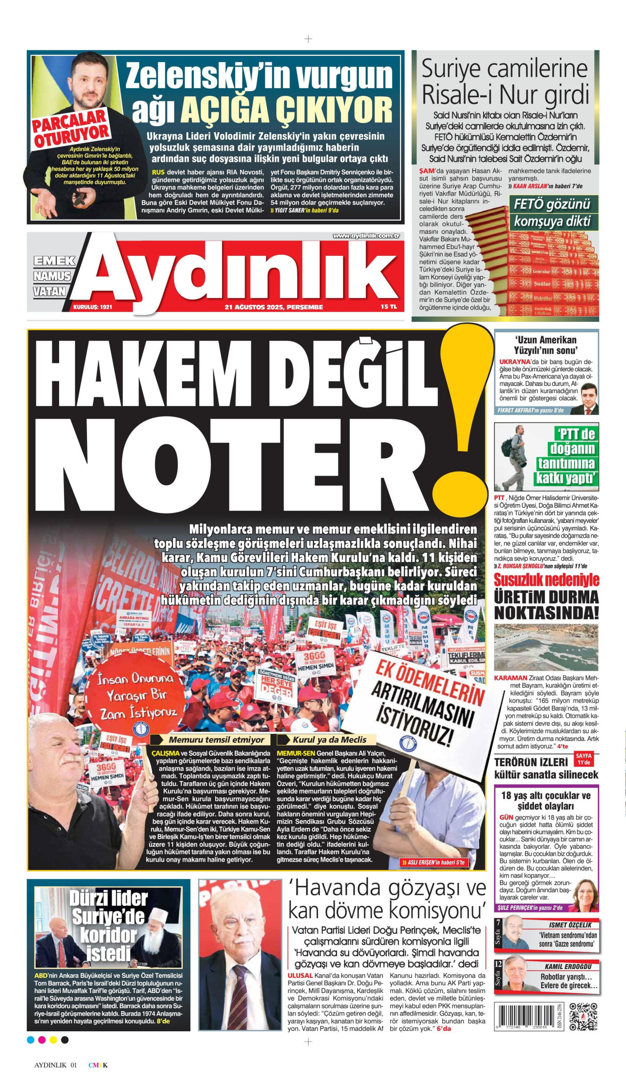 Gazeteler manşetine hangi haberleri taşıdı? İşte 21 Ağustos Perşembe gazete manşetleri