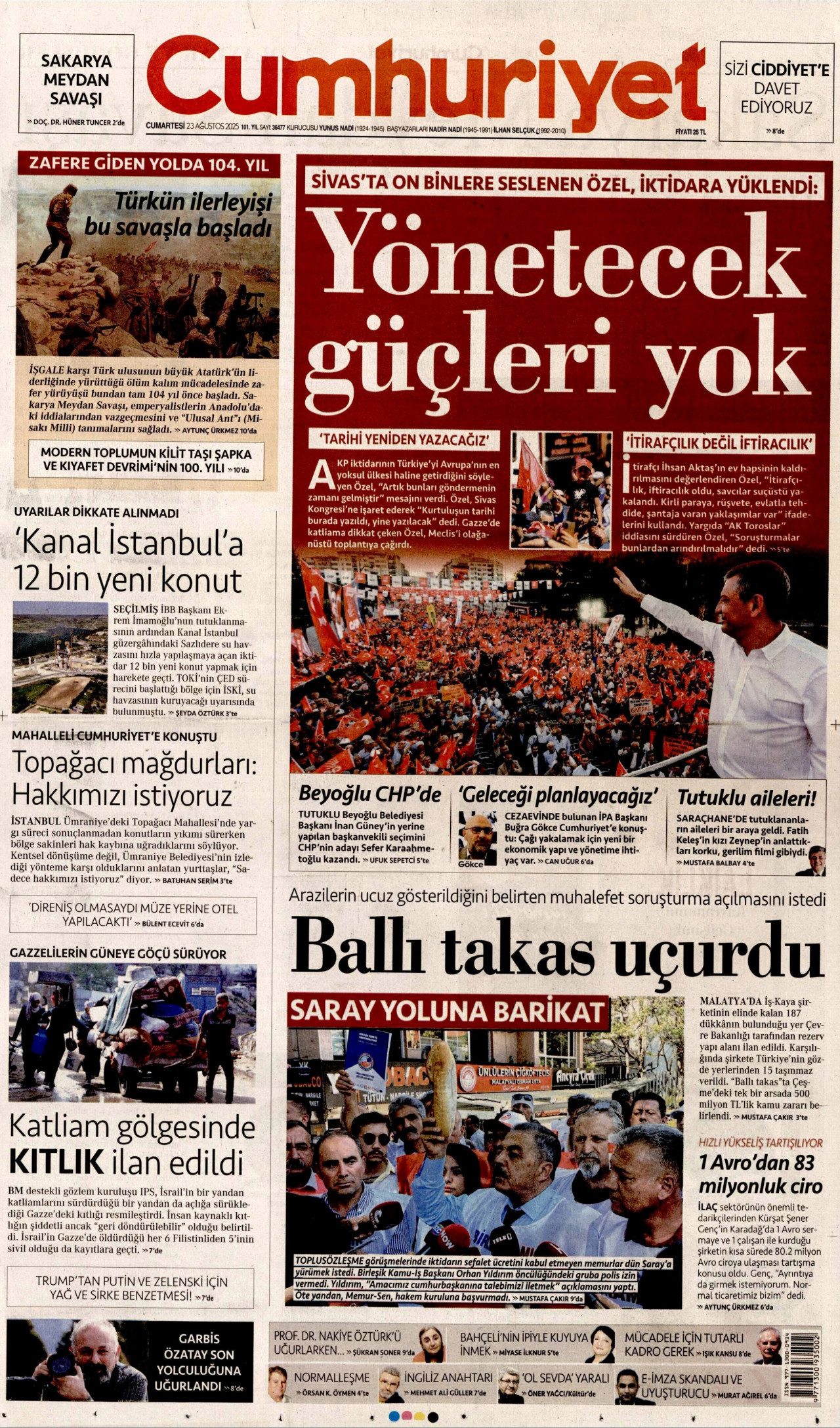 Gazeteler manşetine hangi haberleri taşıdı? İşte 23 Ağustos Cumartesi gazete manşetleri