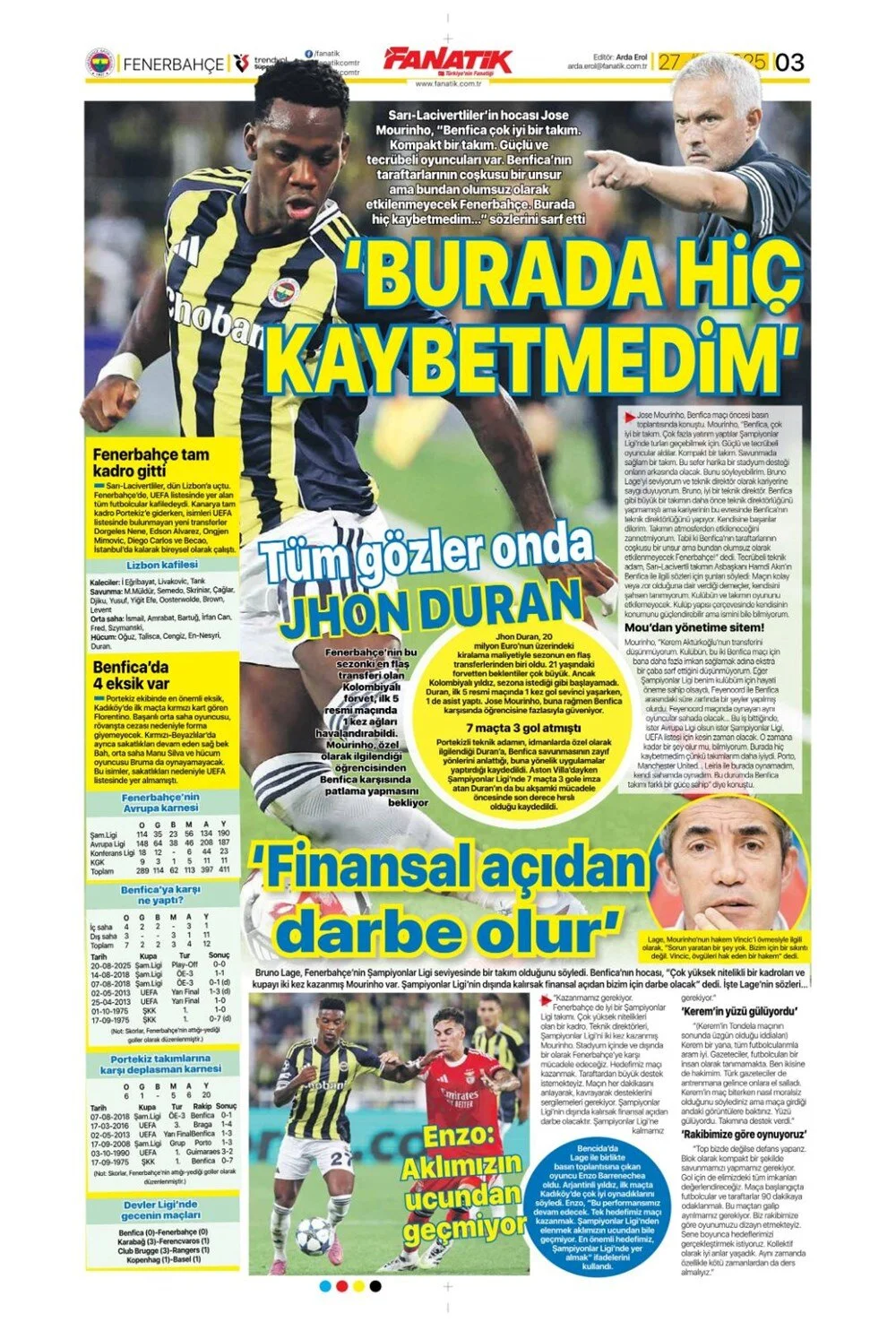 Türk takımları Avrupa'da tur peşinde. 27 Ağustos Çarşamba sporda hangi başlıklar öne çıktı?