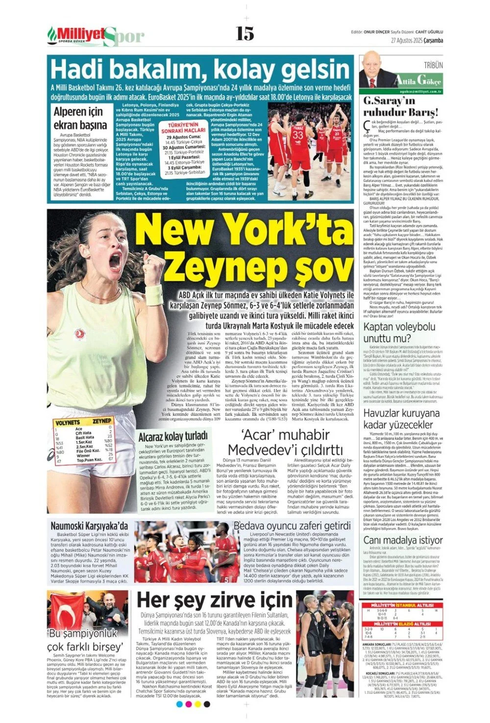 Türk takımları Avrupa'da tur peşinde. 27 Ağustos Çarşamba sporda hangi başlıklar öne çıktı?