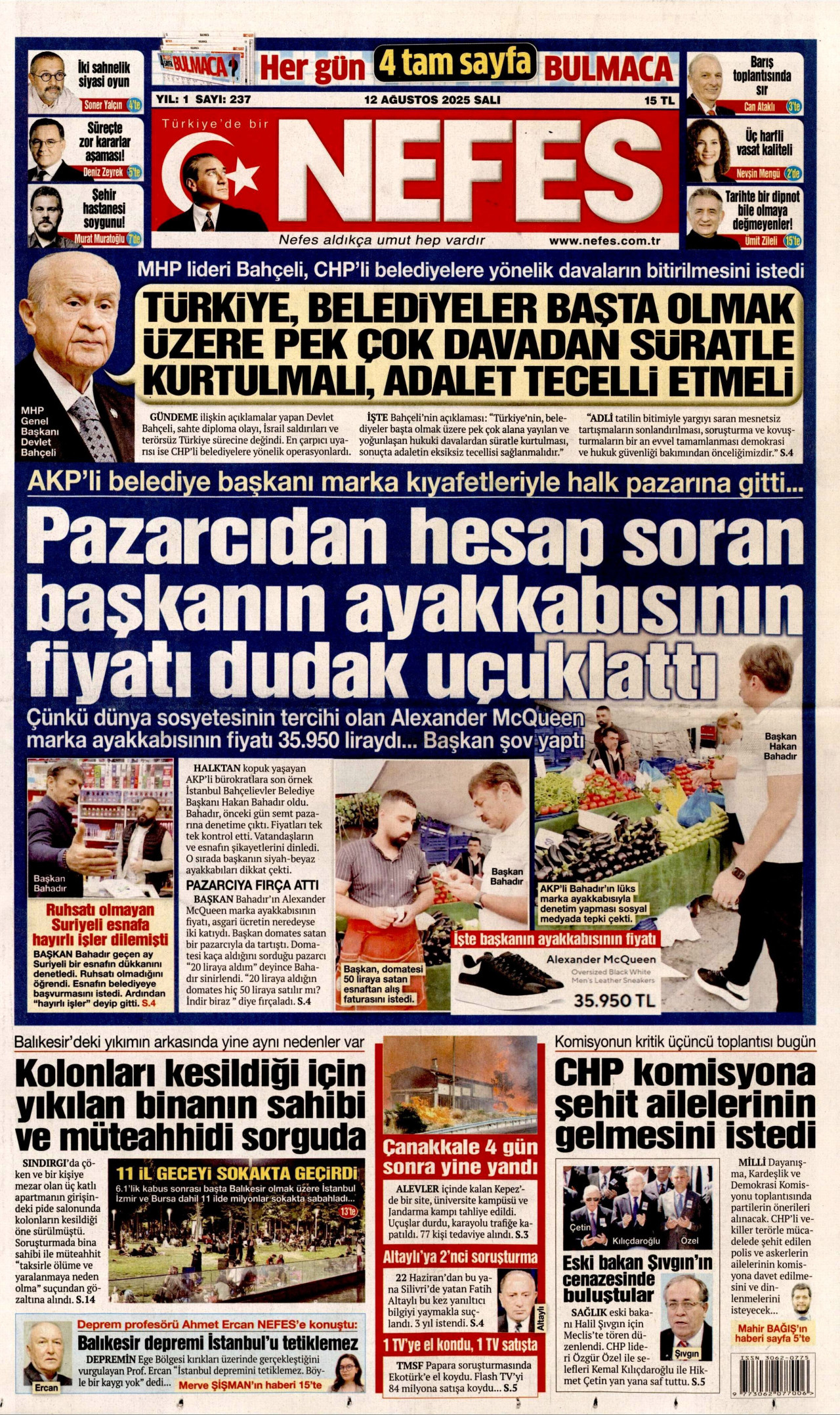 Gazeteler manşetine hangi haberleri taşıdı? İşte 12 Ağustos Salı gazete manşetleri