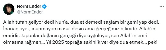 Norm Ender'den deprem tedbirsizliğine sert tepki