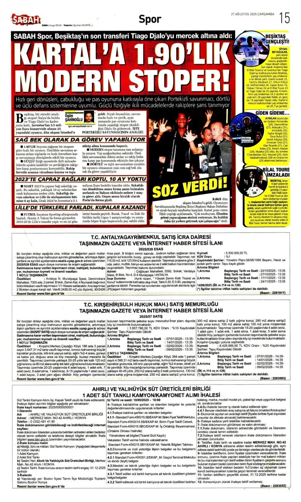 Türk takımları Avrupa'da tur peşinde. 27 Ağustos Çarşamba sporda hangi başlıklar öne çıktı?