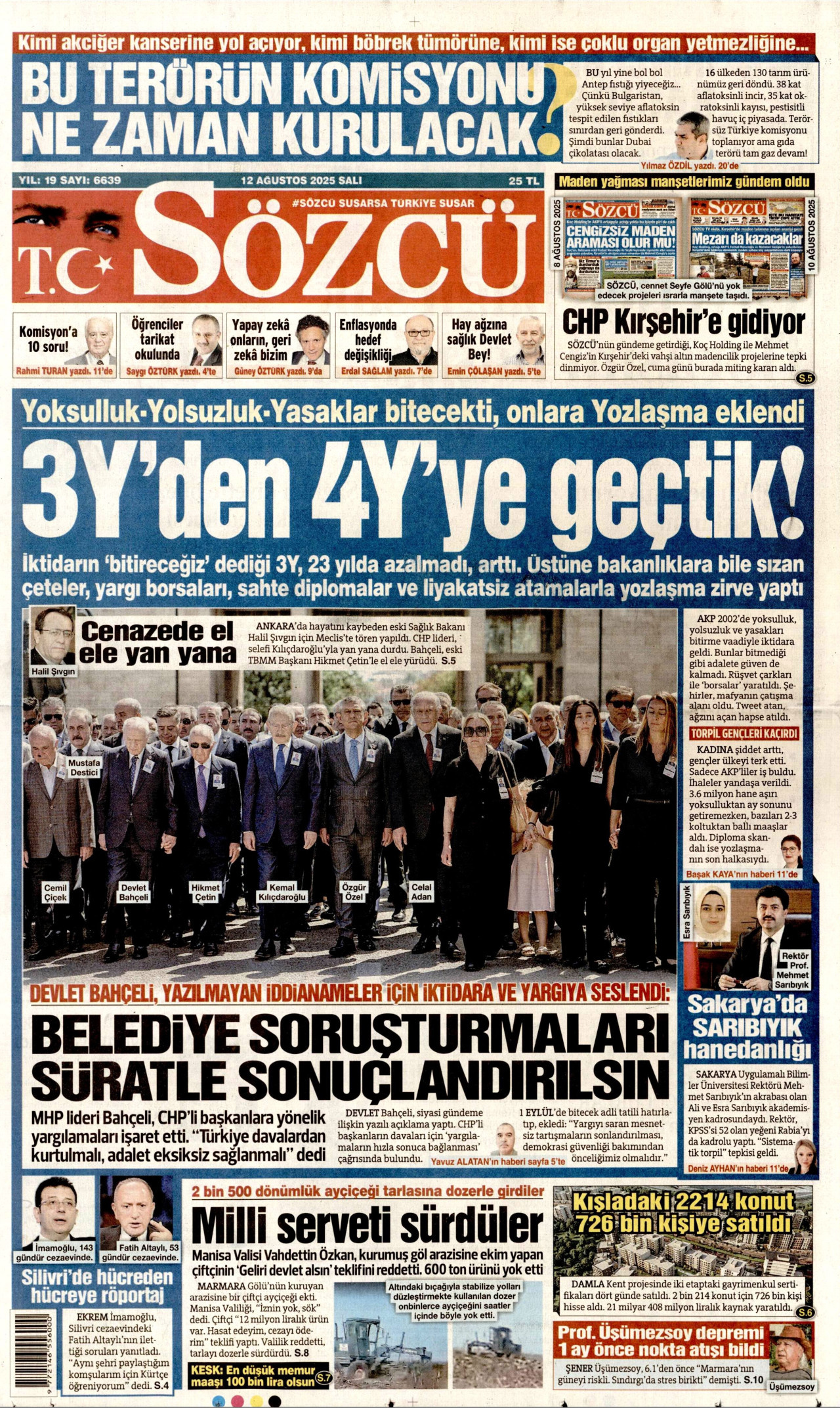 Gazeteler manşetine hangi haberleri taşıdı? İşte 12 Ağustos Salı gazete manşetleri