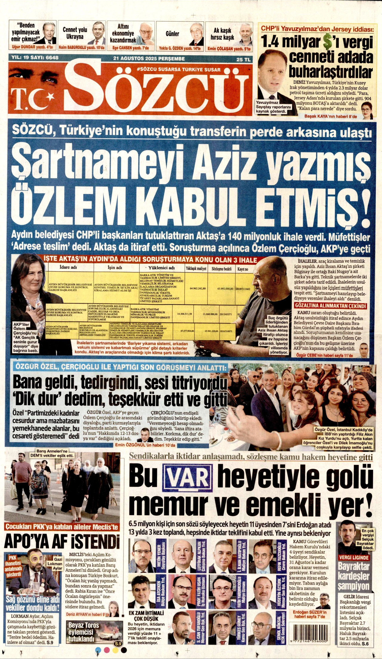 Gazeteler manşetine hangi haberleri taşıdı? İşte 21 Ağustos Perşembe gazete manşetleri