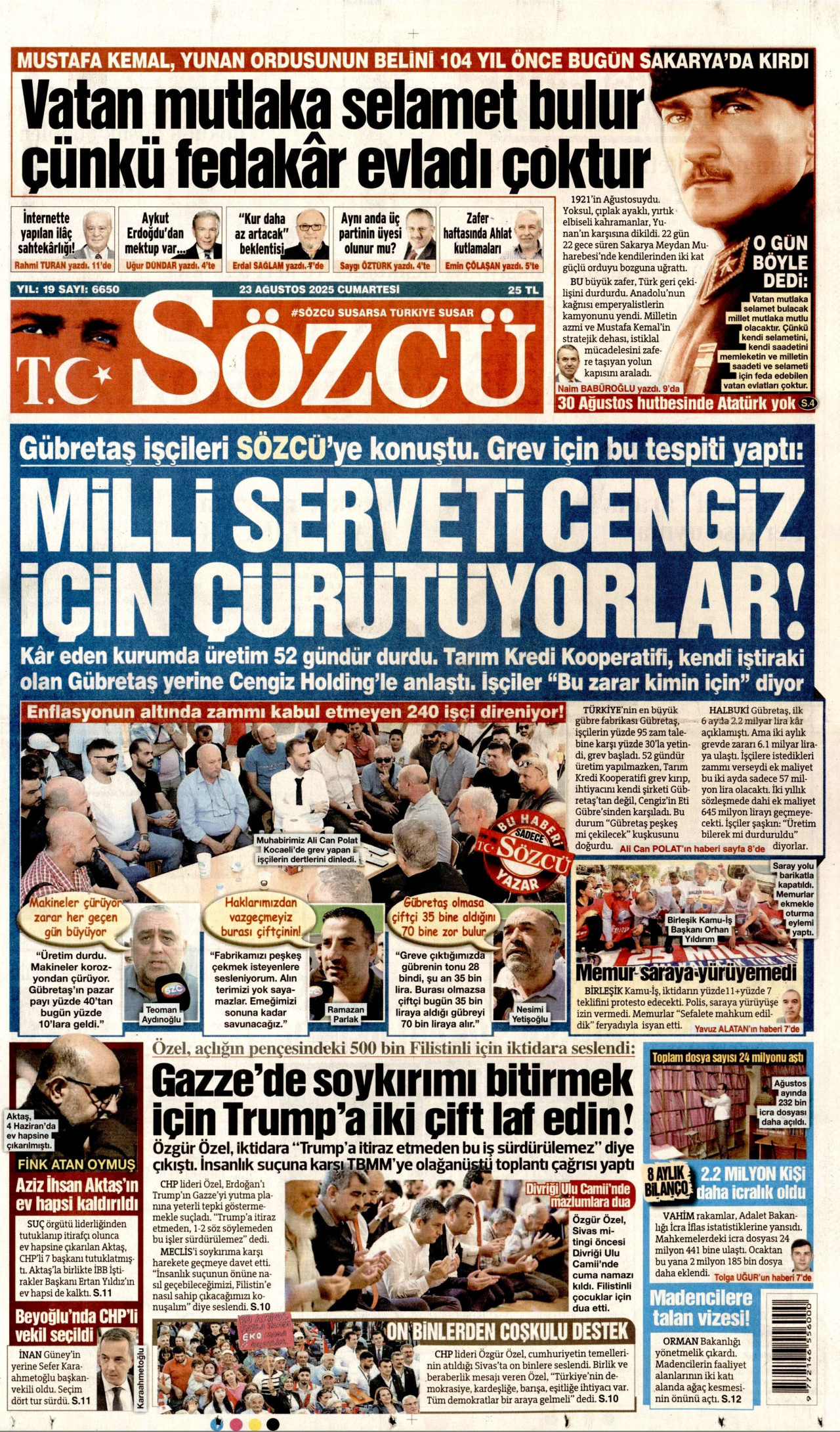 Gazeteler manşetine hangi haberleri taşıdı? İşte 23 Ağustos Cumartesi gazete manşetleri