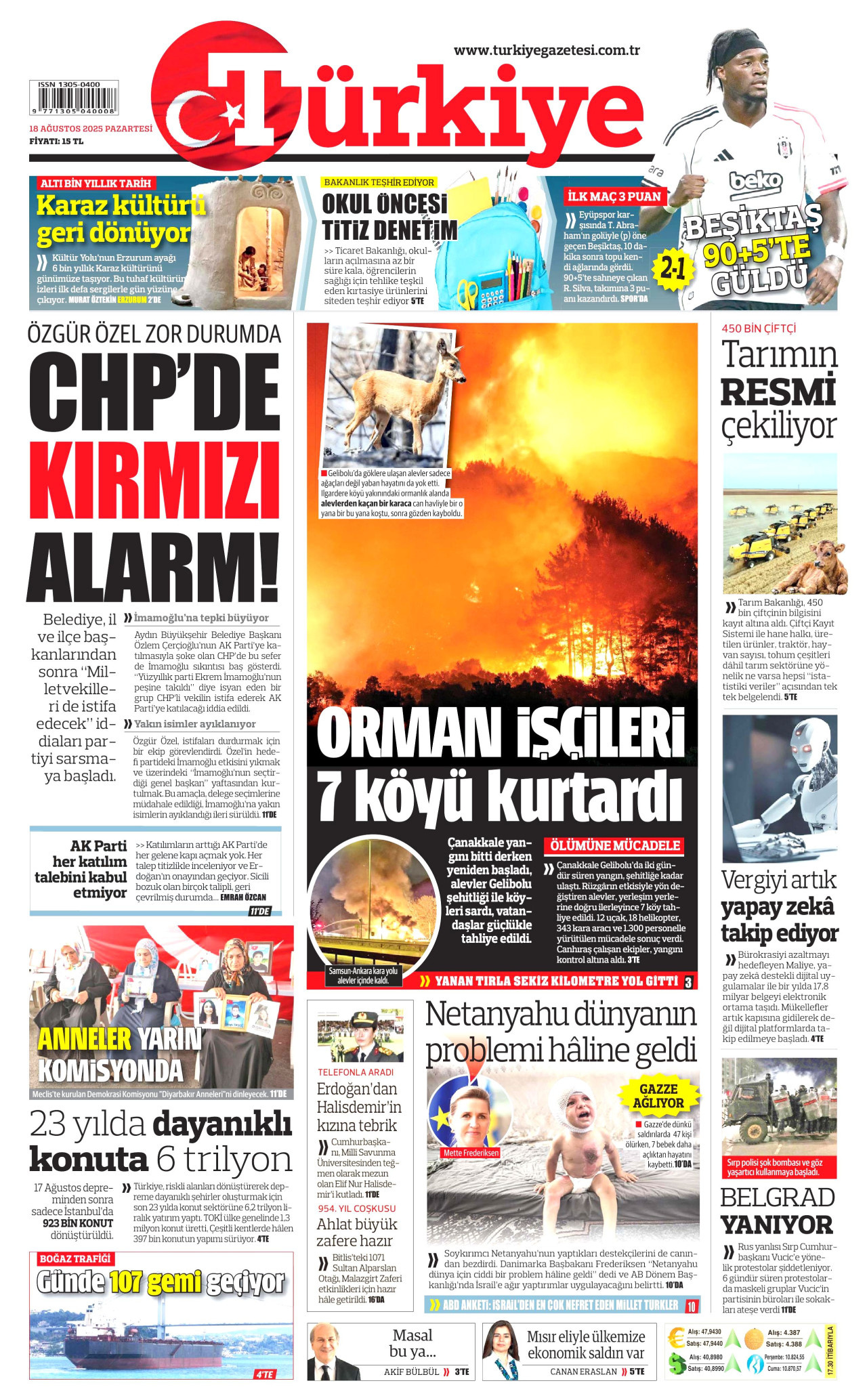 Gazeteler manşetine hangi haberleri taşıdı? İşte 18 Ağustos Pazartesi gazete manşetleri 7 Gazeteler manşetine hangi haberleri taşıdı? İşte 18 Ağustos Pazartesi gazete manşetleri