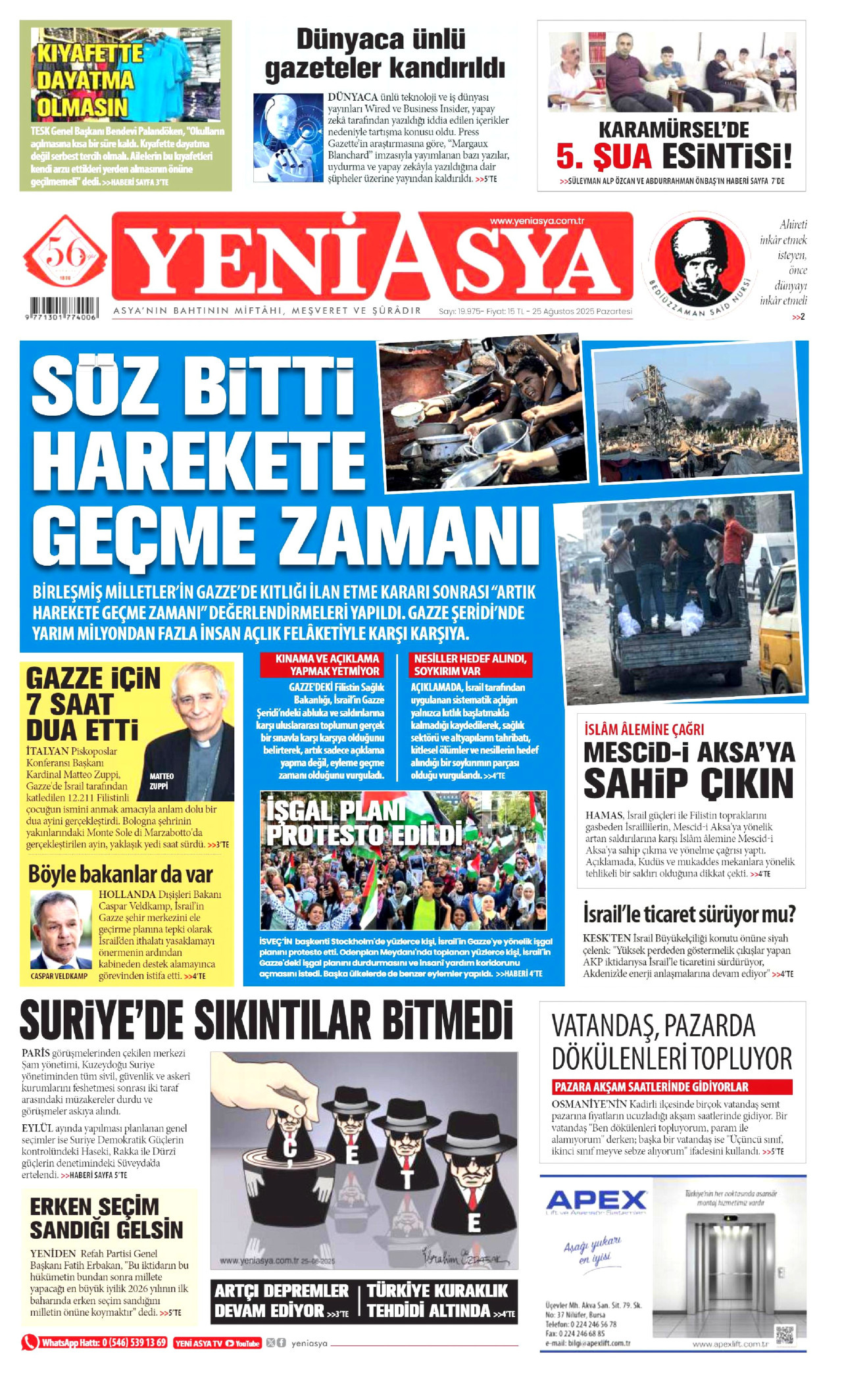 Gazeteler manşetine hangi haberleri taşıdı? İşte 25 Ağustos Pazartesi gazete manşetleri