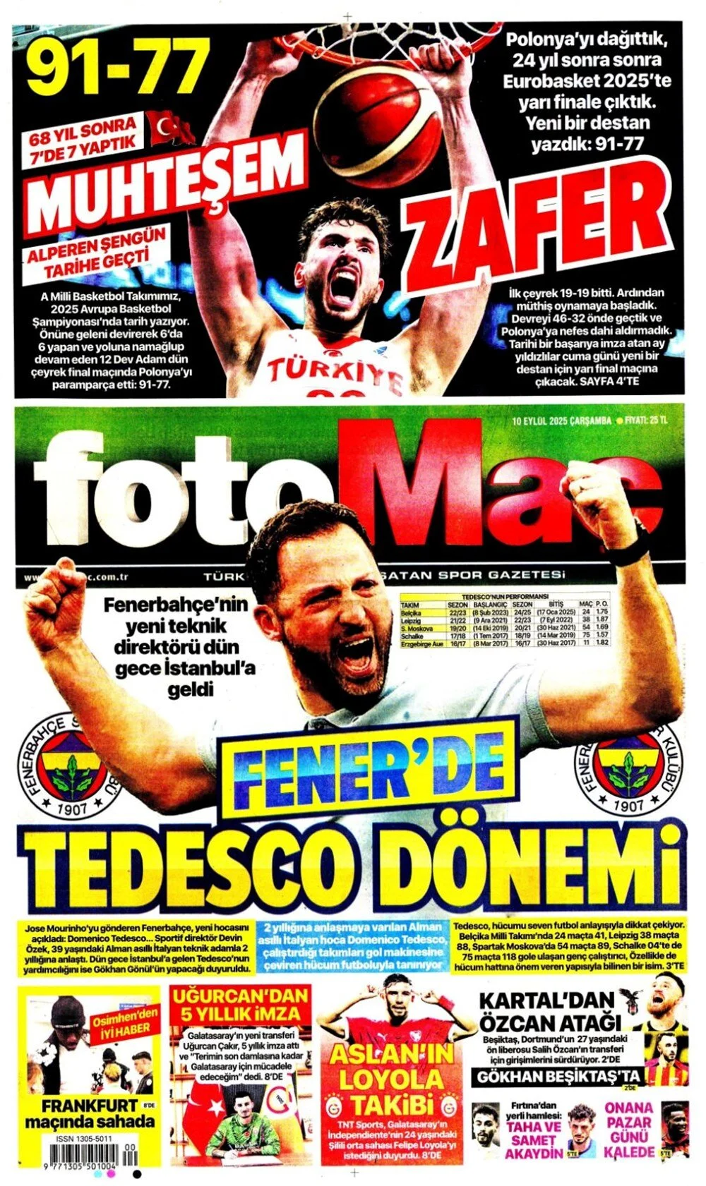 10 Eylül Çarşamba spor gazeteleri manşetleri: Bugün sporda hangi başlıklar öne çıktı?