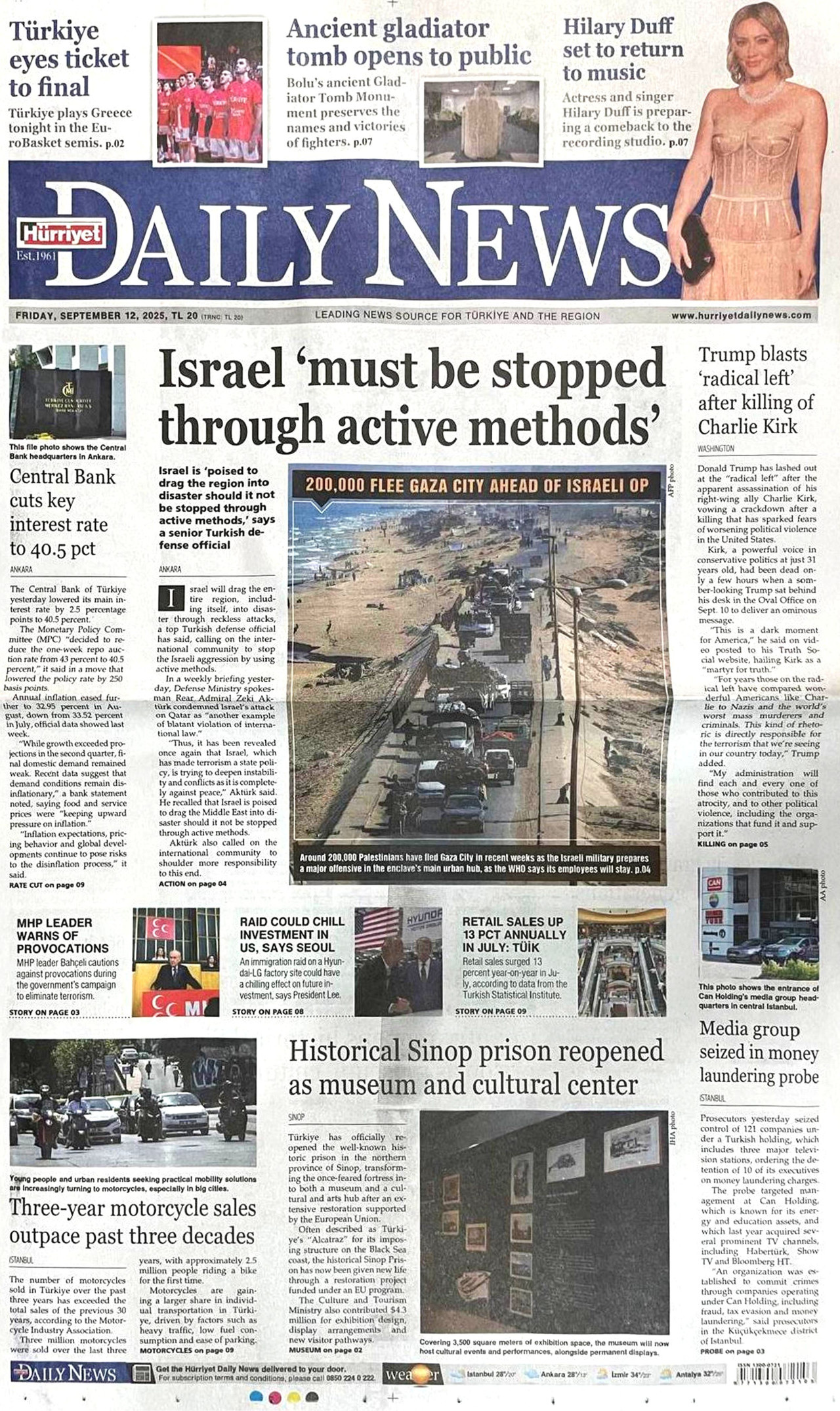 Gazeteler manşetine hangi haberleri taşıdı? İşte 12 Eylül Cuma gazete manşetleri