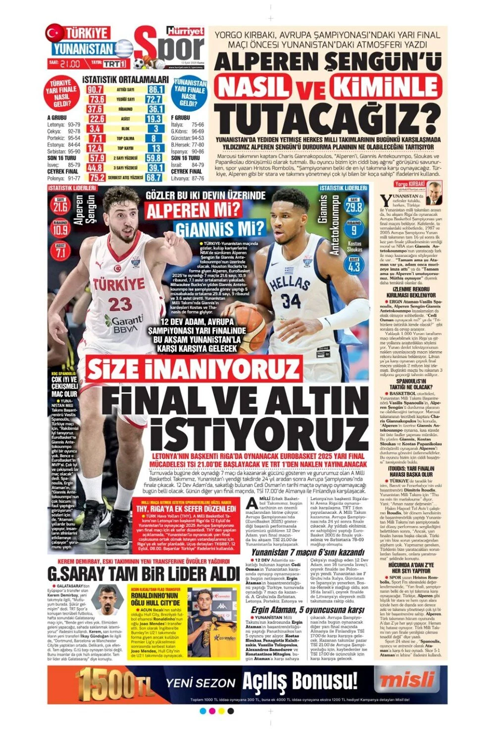 12 Eylül Cuma spor gazeteleri manşetleri: Bugün sporda hangi başlıklar öne çıktı?