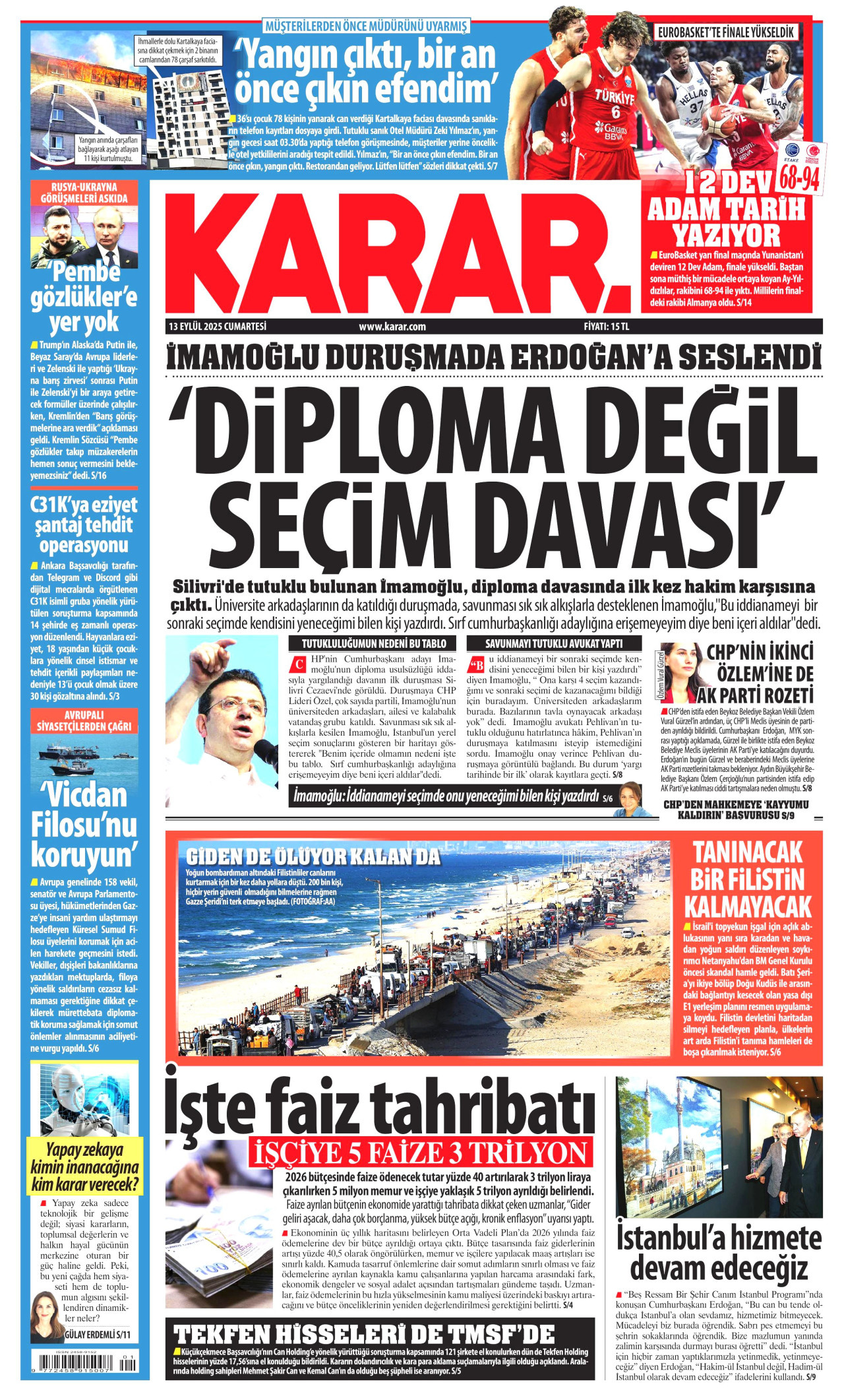 Gazeteler manşetine hangi haberleri taşıdı? İşte 13 Eylül Cumartesi gazete manşetleri