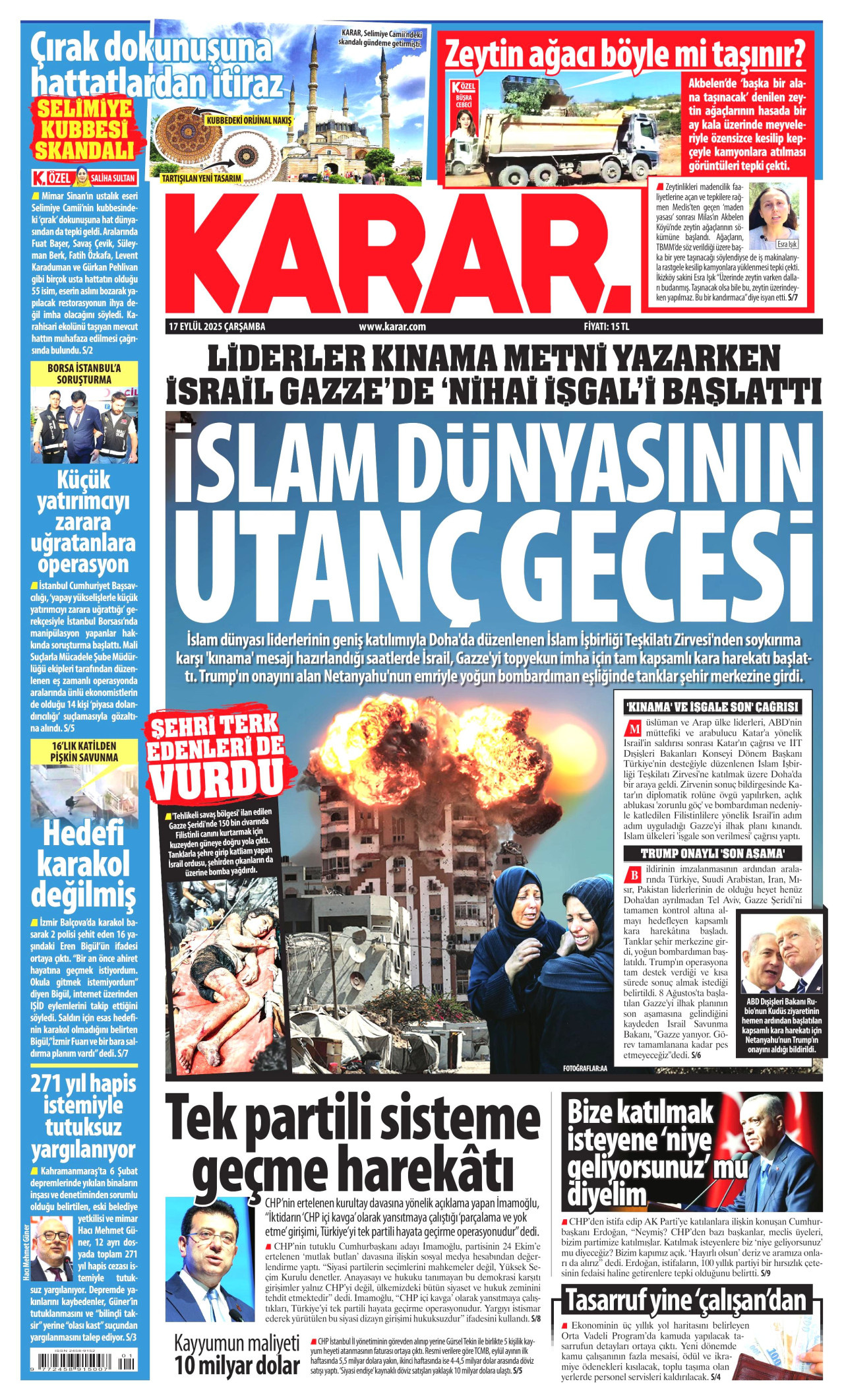 Gazeteler manşetine hangi haberleri taşıdı? İşte 17 Eylül Çarşamba gazete manşetleri
