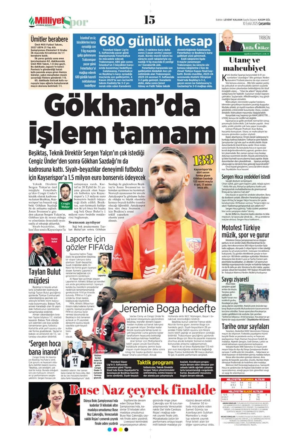 10 Eylül Çarşamba spor gazeteleri manşetleri: Bugün sporda hangi başlıklar öne çıktı?