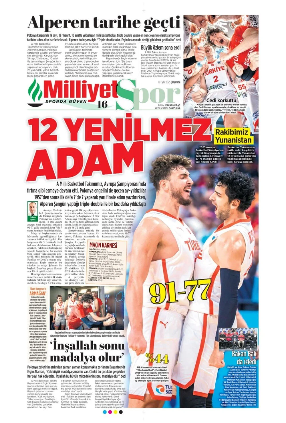 10 Eylül Çarşamba spor gazeteleri manşetleri: Bugün sporda hangi başlıklar öne çıktı?