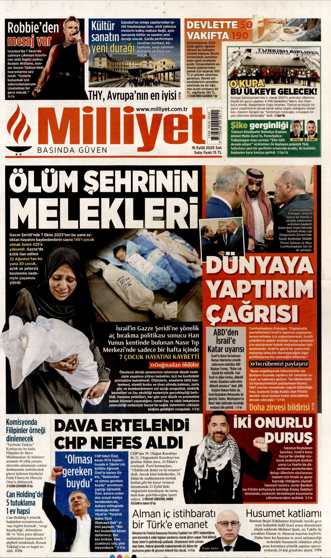 Gazeteler manşetine hangi haberleri taşıdı? İşte 16 Eylül Salı gazete manşetleri