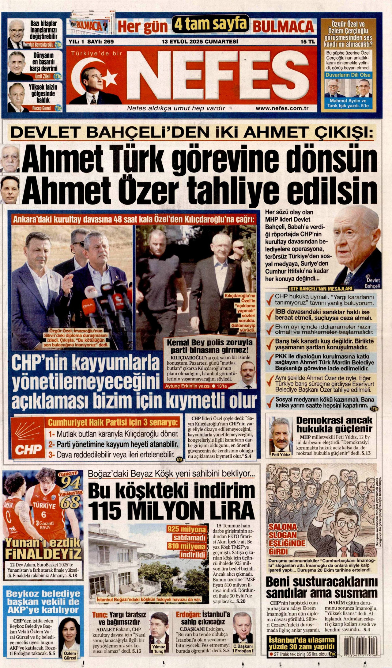 Gazeteler manşetine hangi haberleri taşıdı? İşte 13 Eylül Cumartesi gazete manşetleri