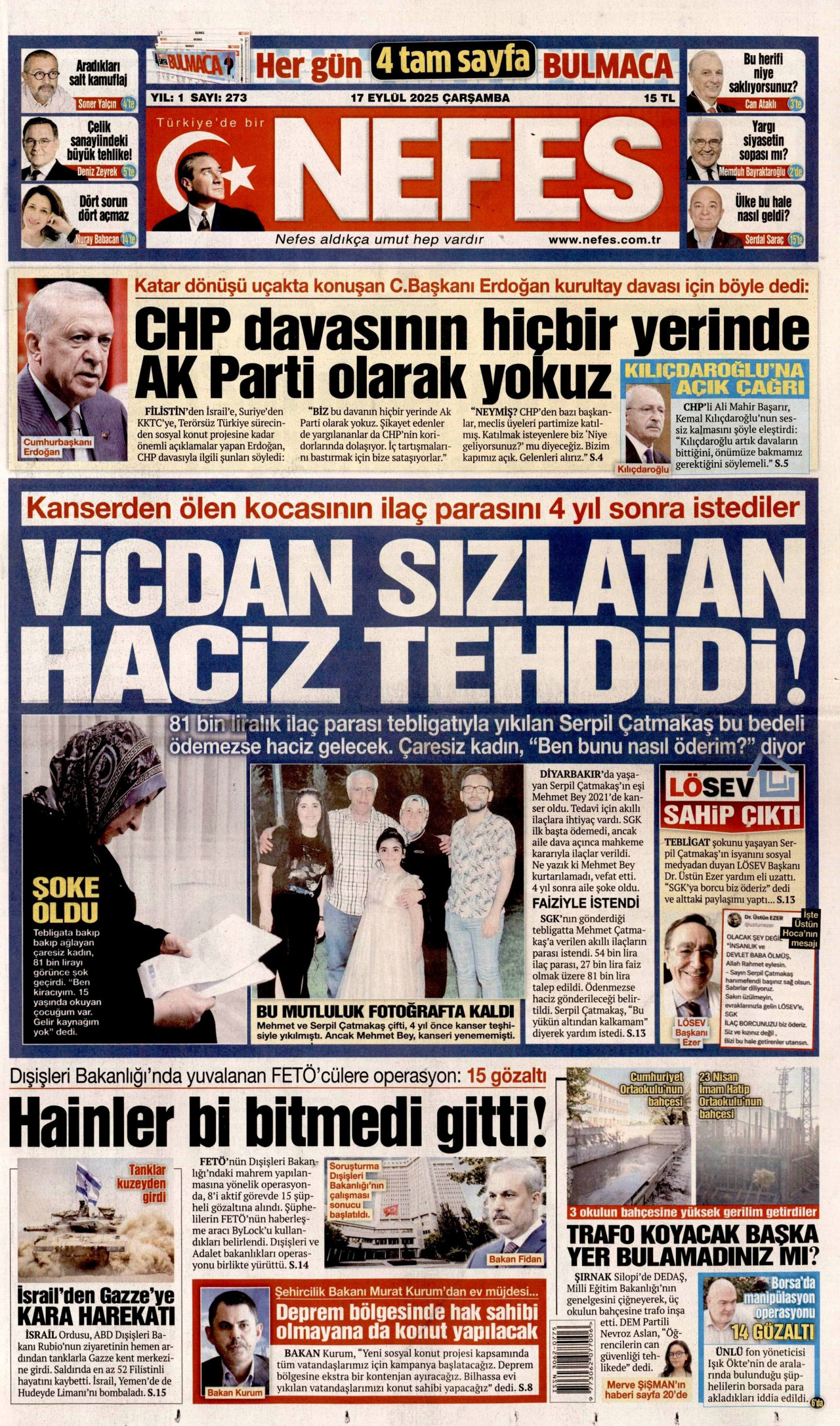 Gazeteler manşetine hangi haberleri taşıdı? İşte 17 Eylül Çarşamba gazete manşetleri