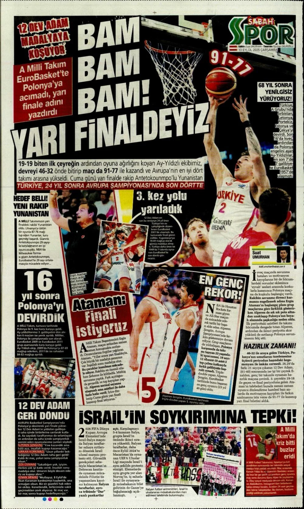 10 Eylül Çarşamba spor gazeteleri manşetleri: Bugün sporda hangi başlıklar öne çıktı?