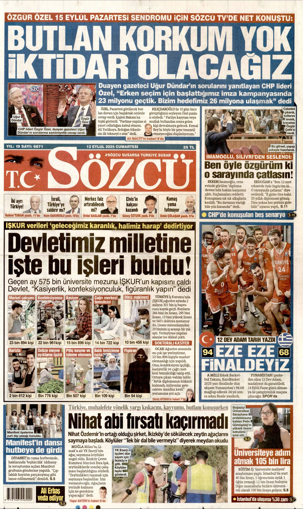 Gazeteler manşetine hangi haberleri taşıdı? İşte 13 Eylül Cumartesi gazete manşetleri