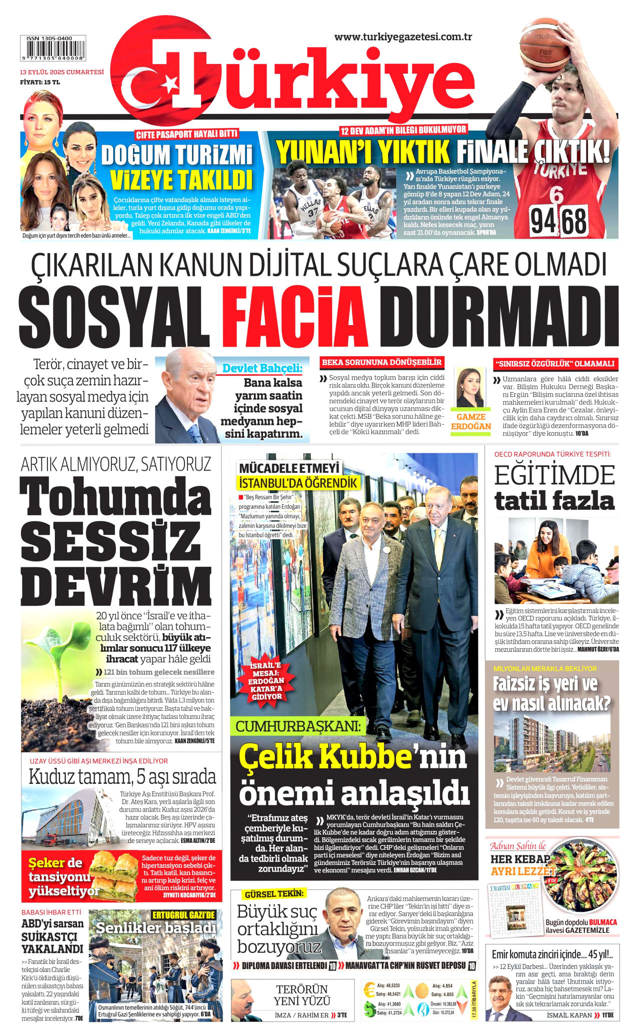 Gazeteler manşetine hangi haberleri taşıdı? İşte 13 Eylül Cumartesi gazete manşetleri