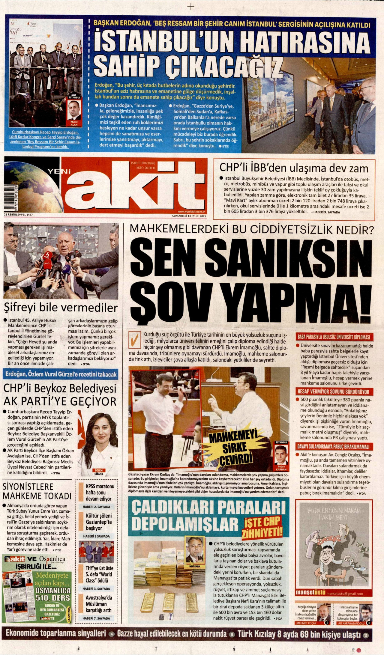 Gazeteler manşetine hangi haberleri taşıdı? İşte 13 Eylül Cumartesi gazete manşetleri