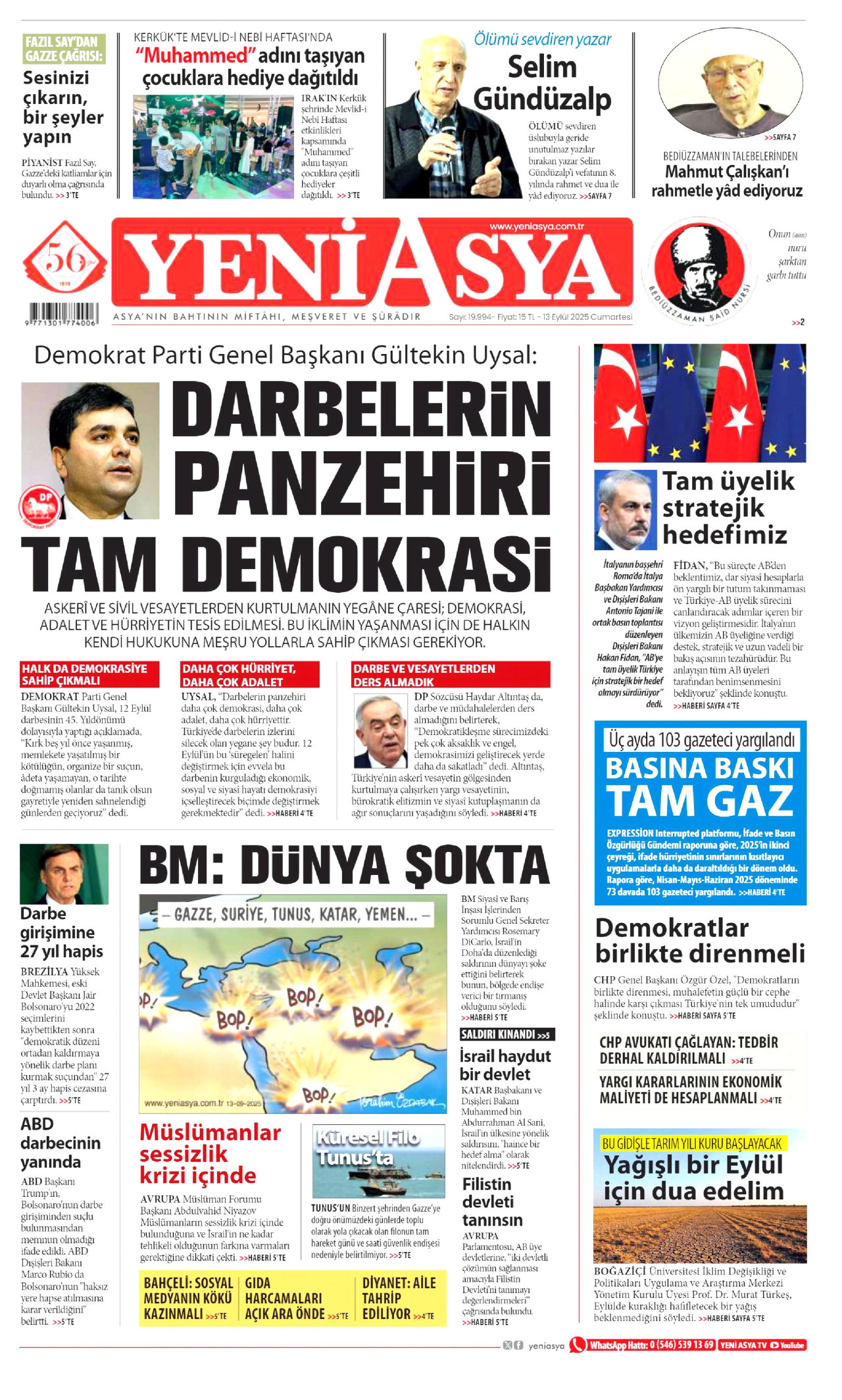 Gazeteler manşetine hangi haberleri taşıdı? İşte 13 Eylül Cumartesi gazete manşetleri