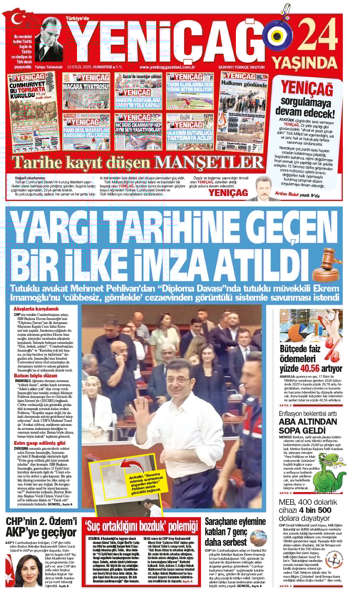 Gazeteler manşetine hangi haberleri taşıdı? İşte 13 Eylül Cumartesi gazete manşetleri