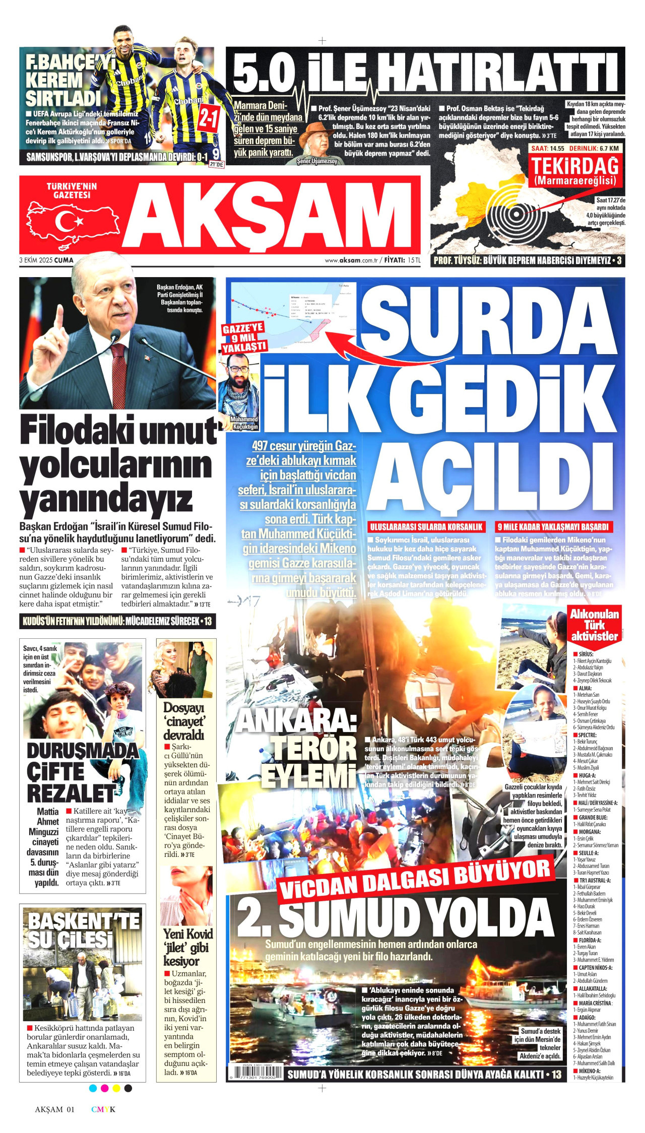 Gazeteler manşetine hangi haberleri taşıdı? İşte 3 Ekim Cuma gazete manşetleri