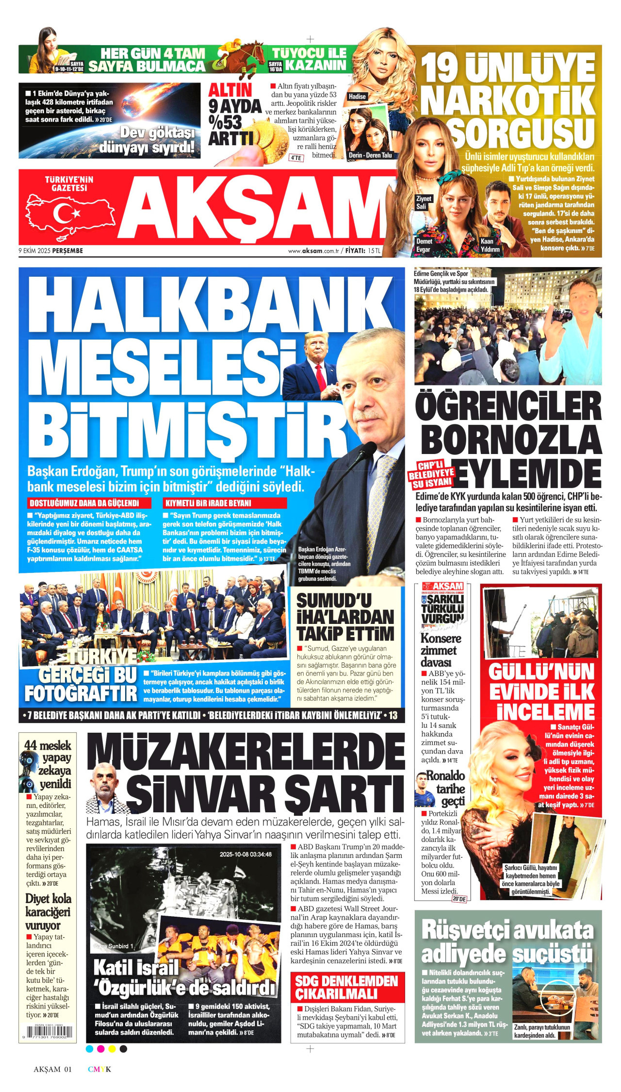 Gazeteler manşetine hangi haberleri taşıdı? İşte 9 Ekim Perşembe gazete manşetleri