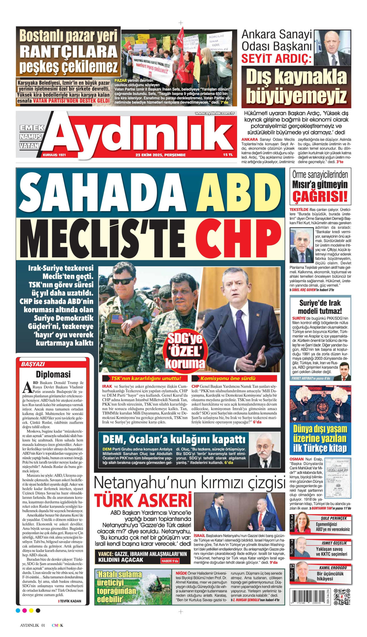 Gazeteler manşetine hangi haberleri taşıdı? İşte 23 Ekim Perşembe gazete manşetleri