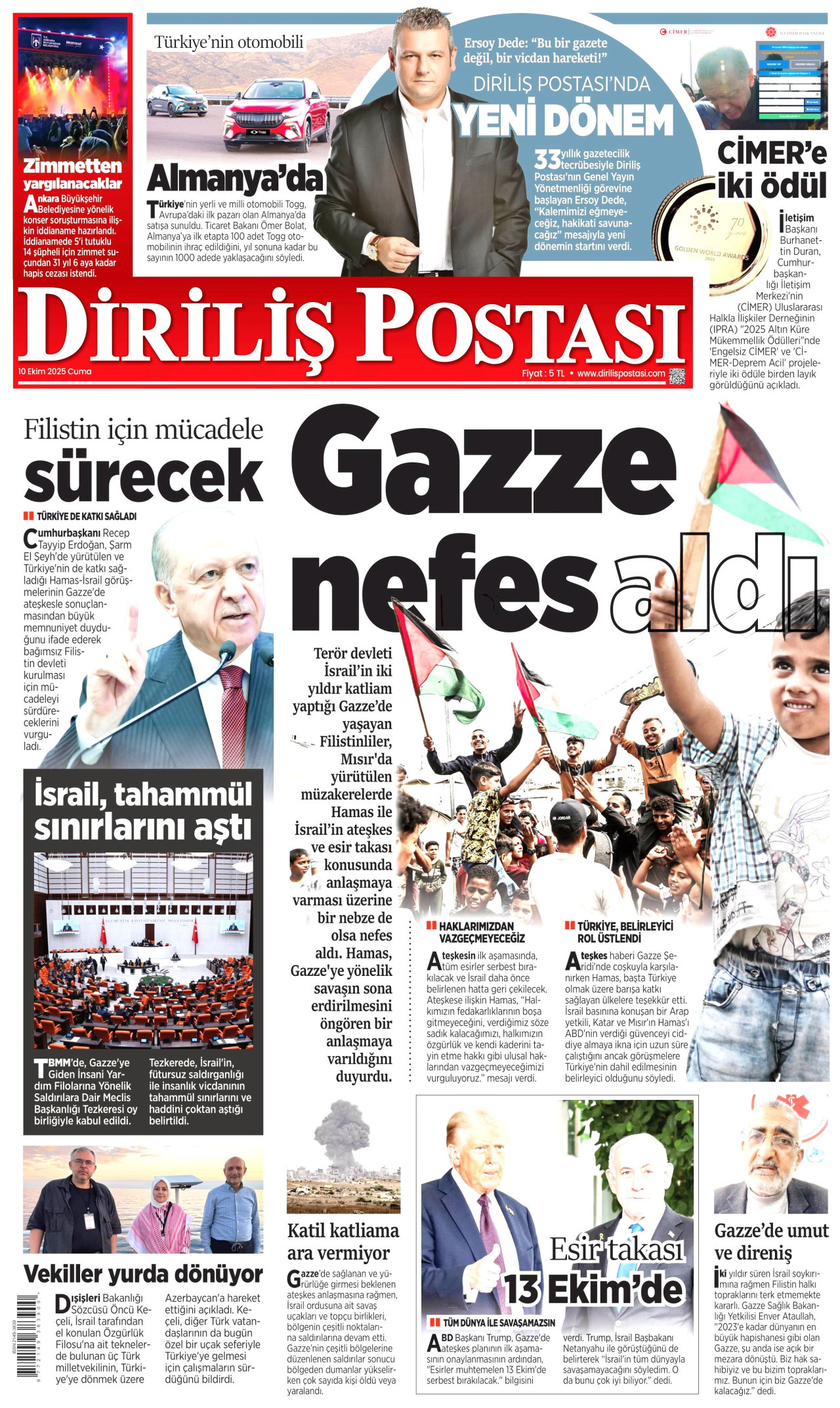 Gazeteler manşetine hangi haberleri taşıdı? İşte 10 Ekim Cuma gazete manşetleri