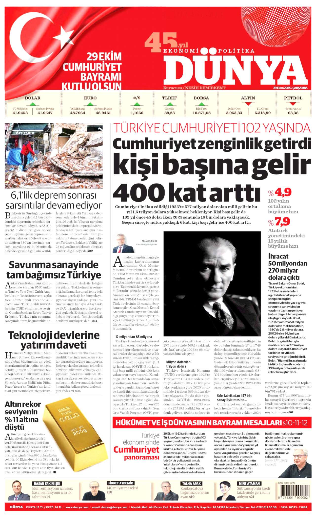 Gazeteler manşetine hangi haberleri taşıdı? İşte 29 Ekim Çarşamba gazete manşetleri